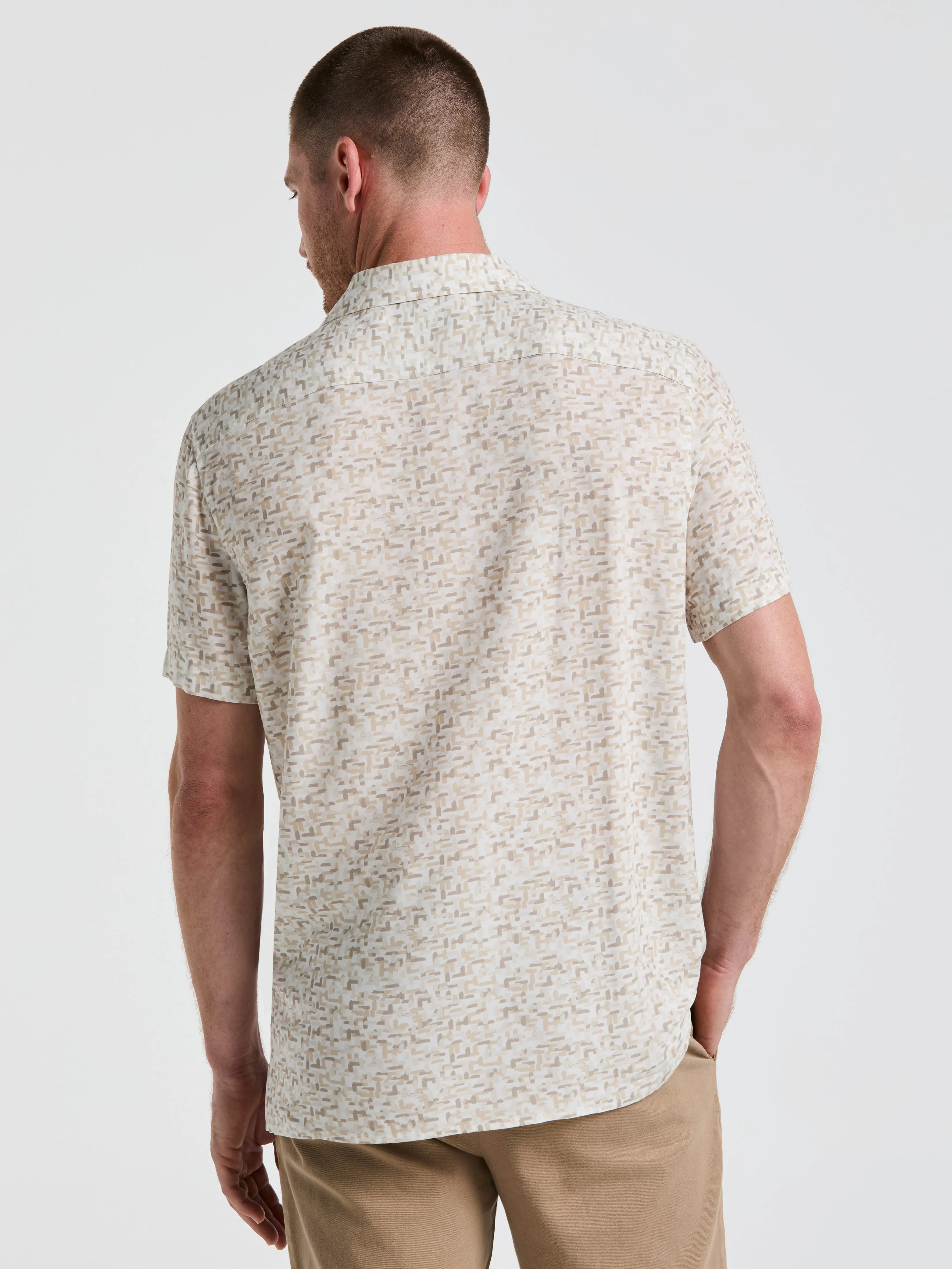 EcoVero™ Brushstroke Print Camp Collar Shirt sold by Perry Ellis