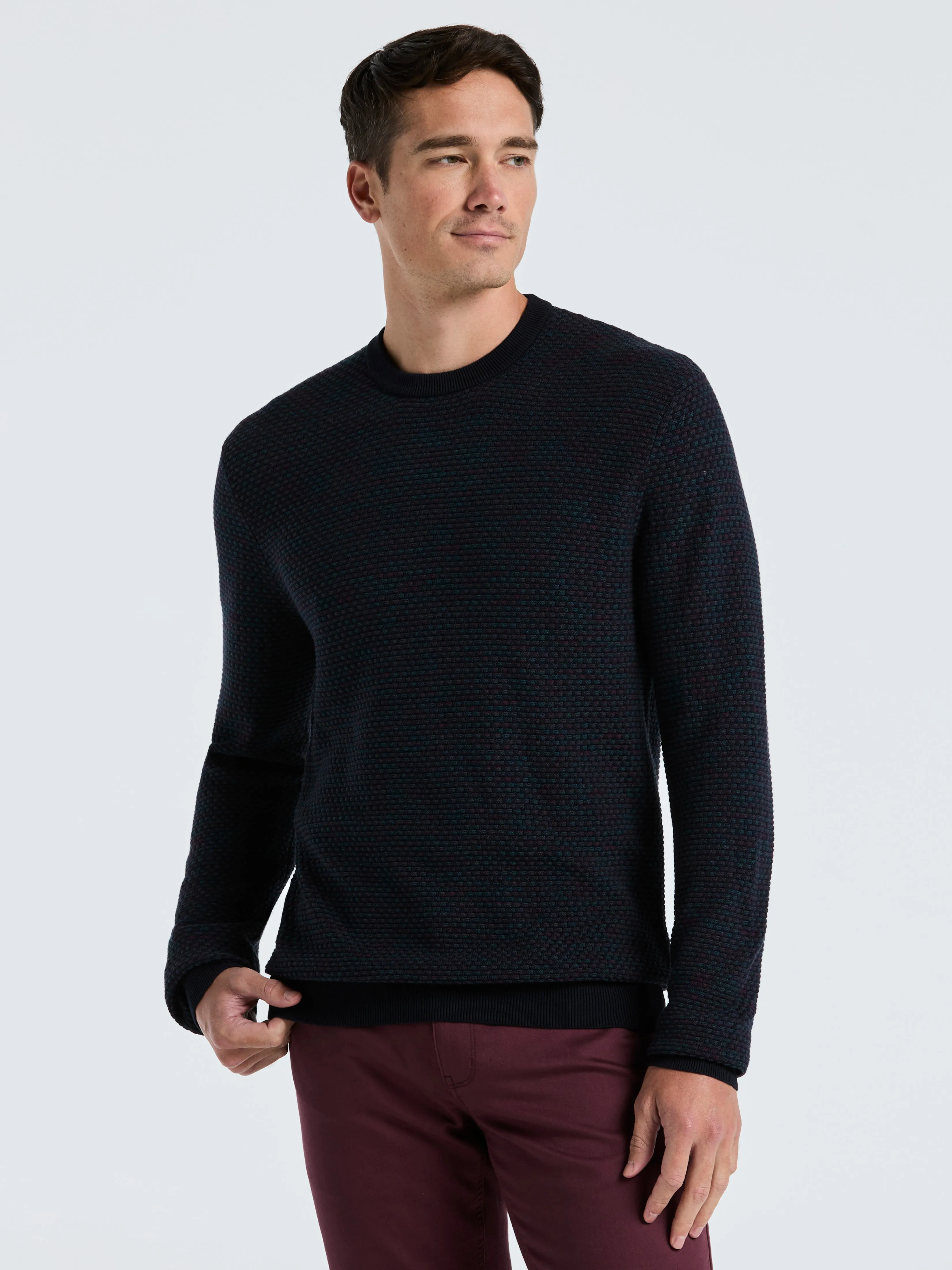 Space Dye Texture Crew Neck Sweater sold by Perry Ellis product image thumbnail 3