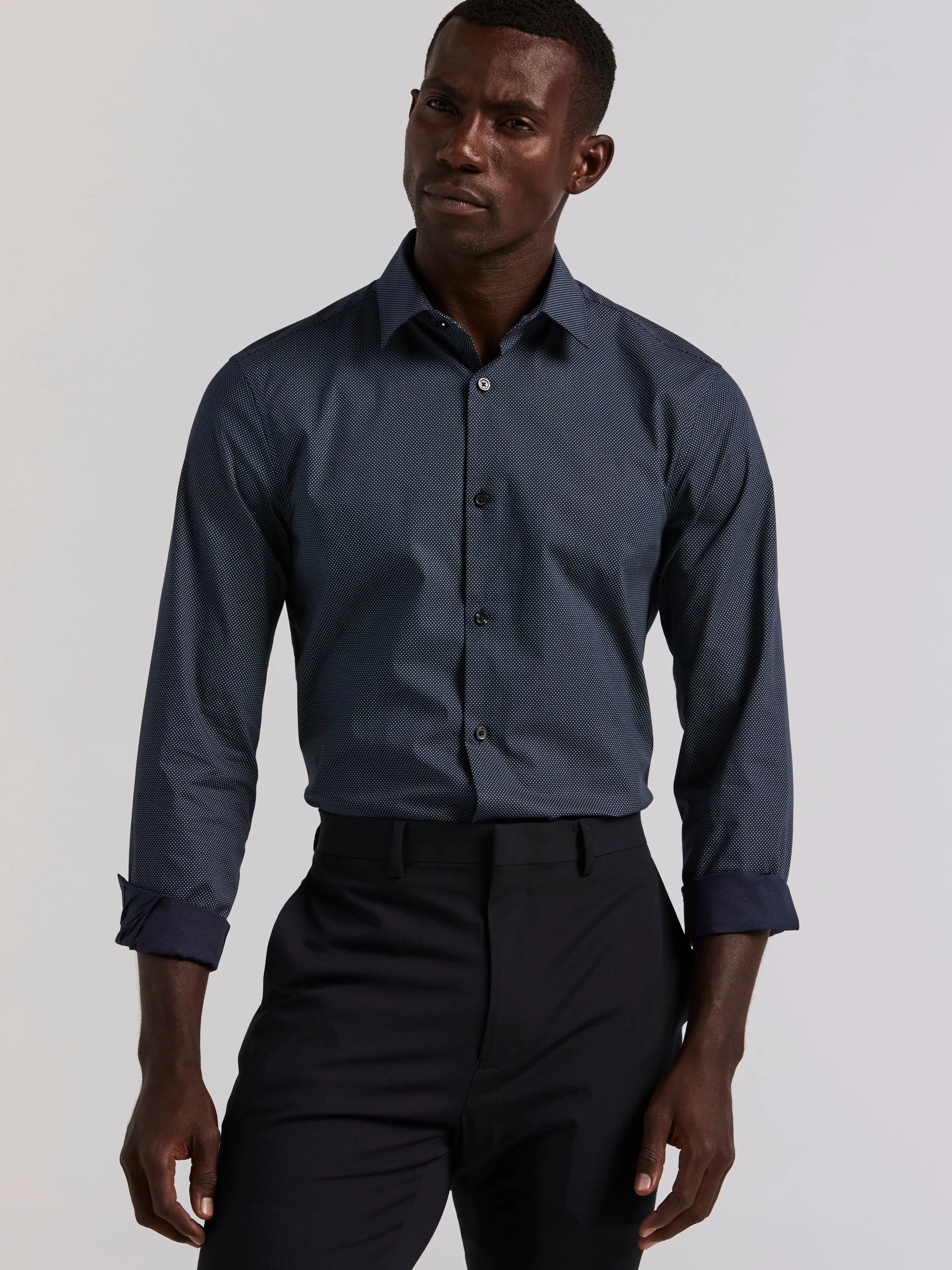 Polka Dot Print Slim Fit Shirt sold by Perry Ellis product image thumbnail 3