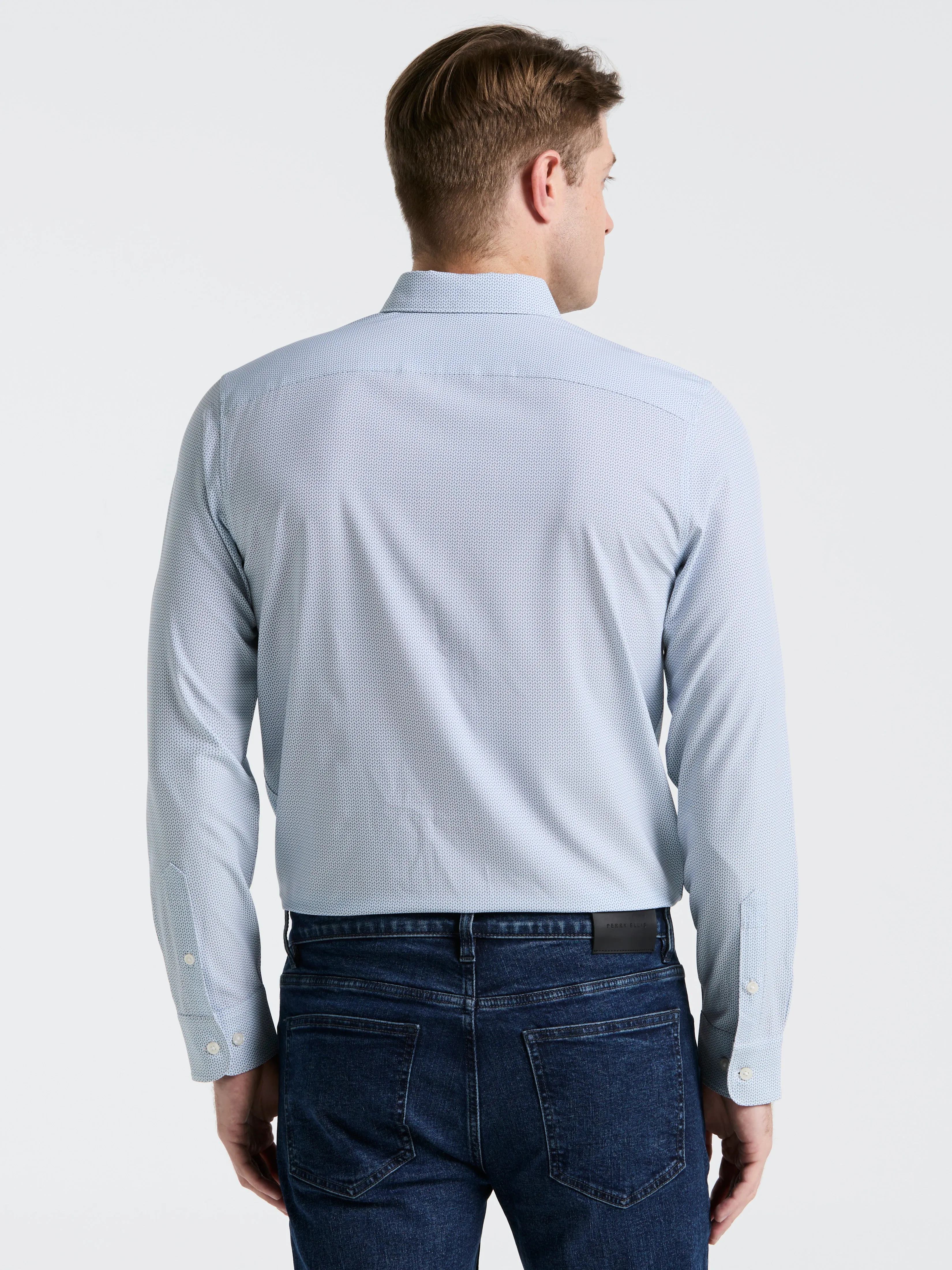 Slim Fit Float Total Stretch Pattern Shirt sold by Perry Ellis product image thumbnail 4