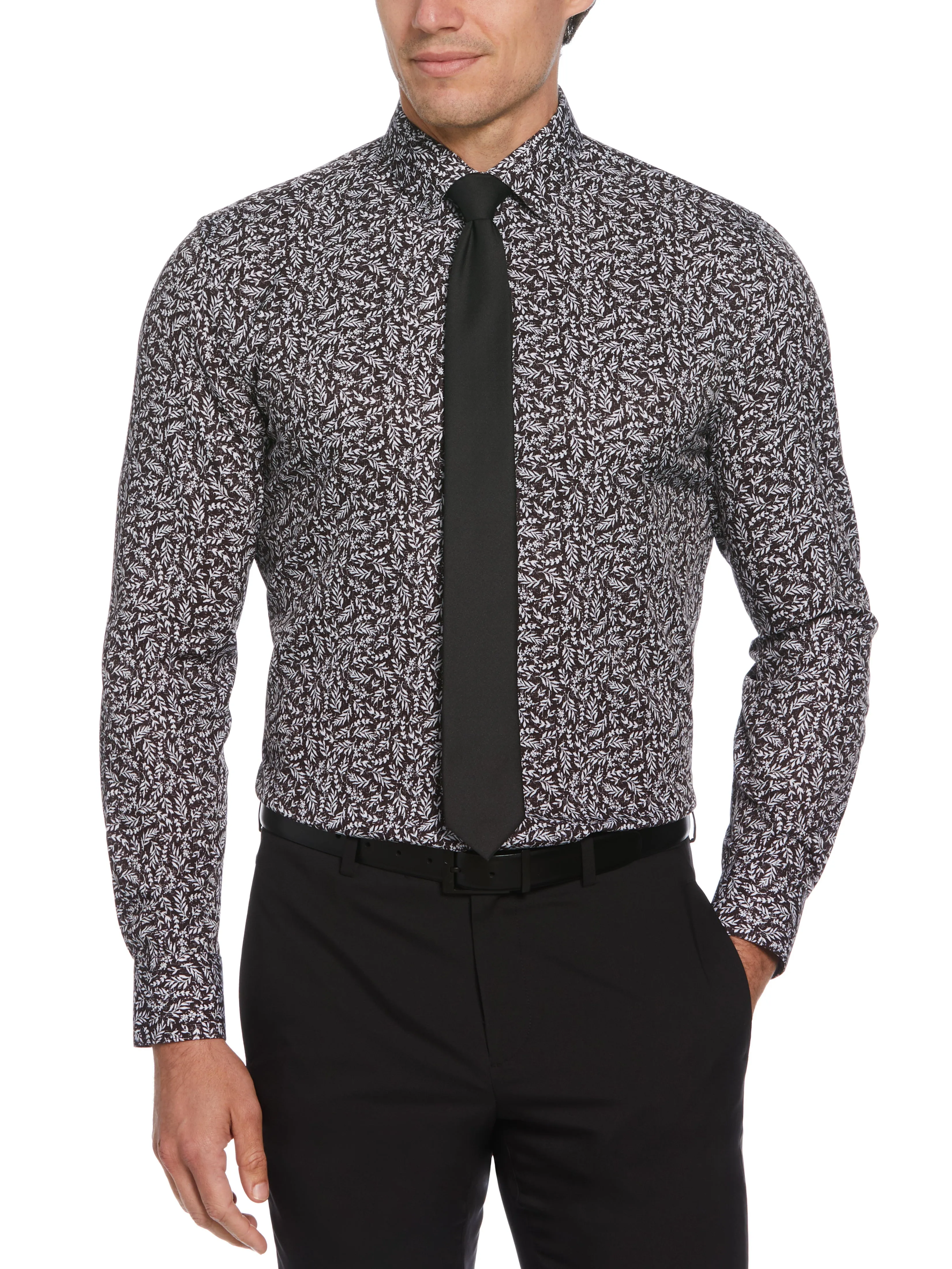 Slim Fit Total Stretch Flower Print Dress Shirt sold by Perry Ellis