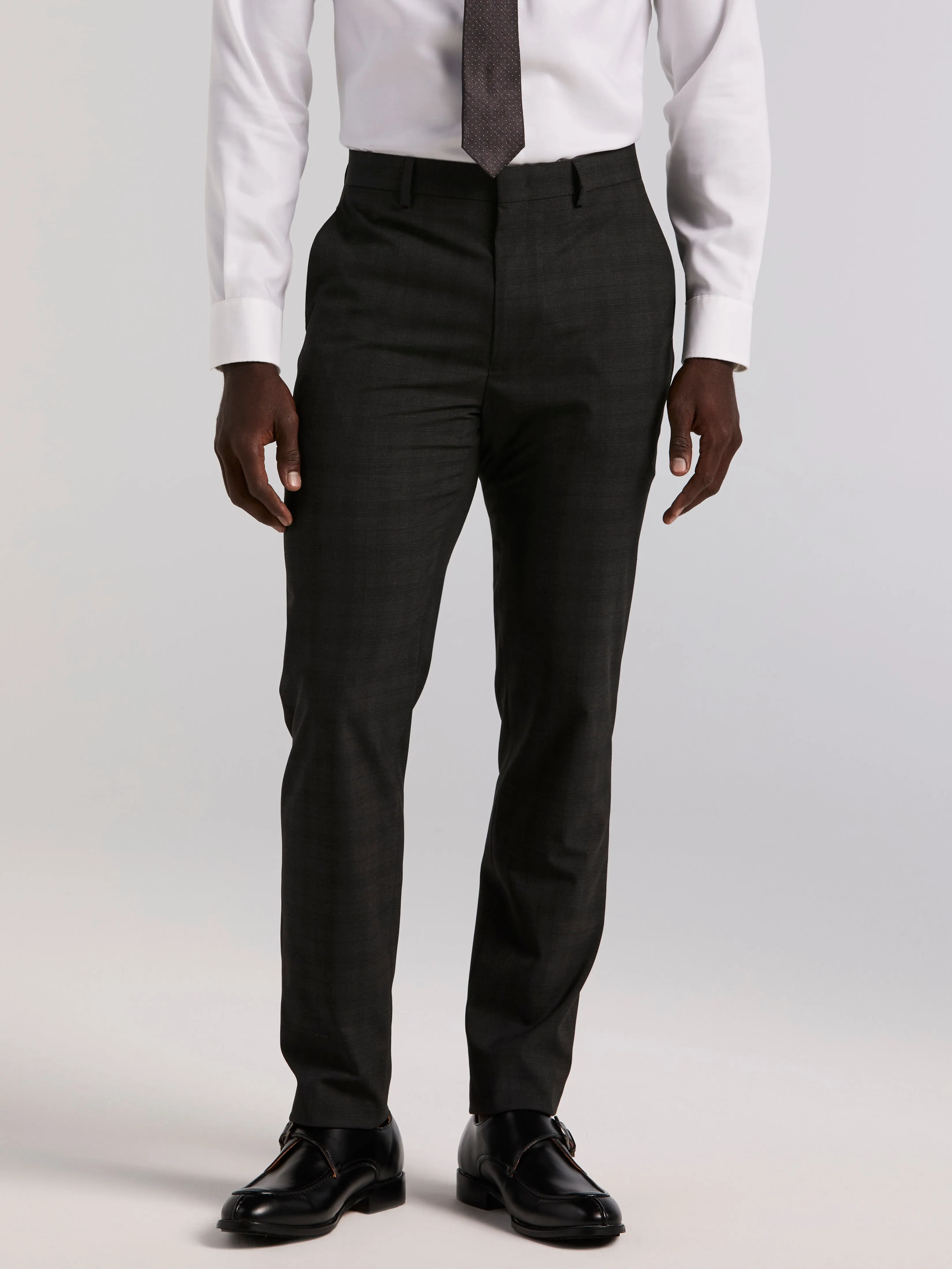 Skinny Fit Charcoal Plaid Suit Pant sold by Perry Ellis