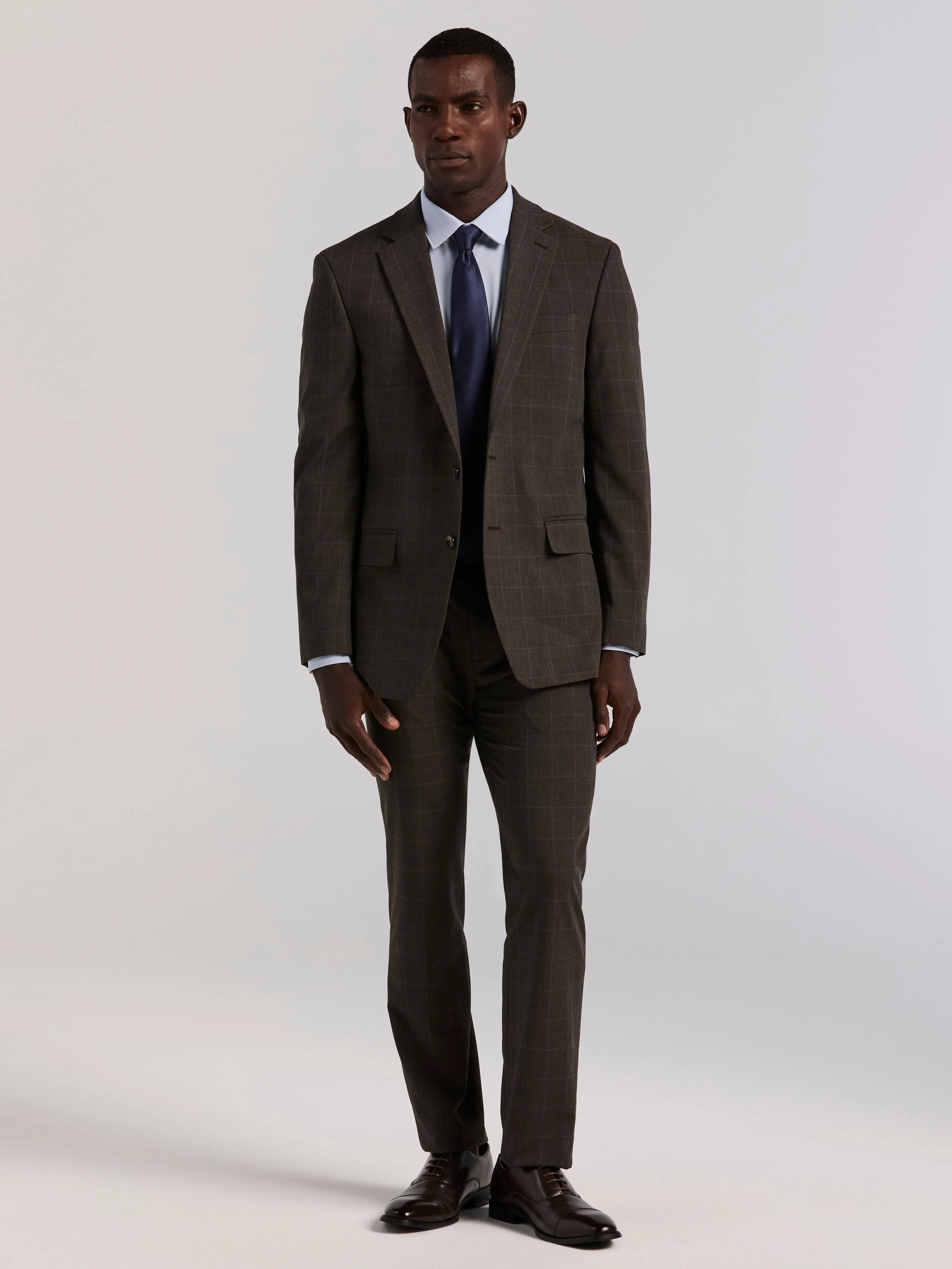Slim Fit Brown Windowpane Suit Pant sold by Perry Ellis product image thumbnail 4