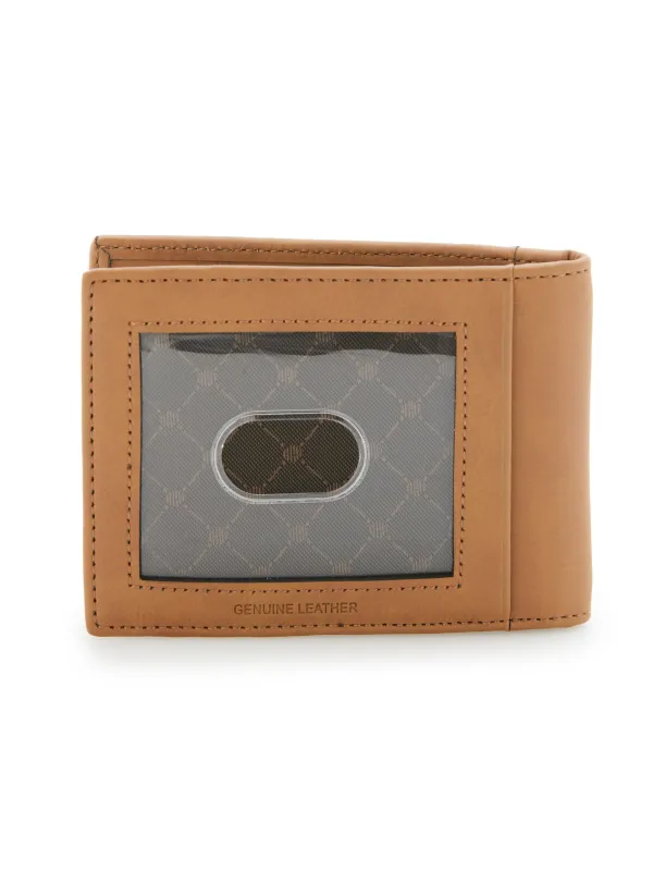 Tan Leather Money Clip Wallet sold by Perry Ellis