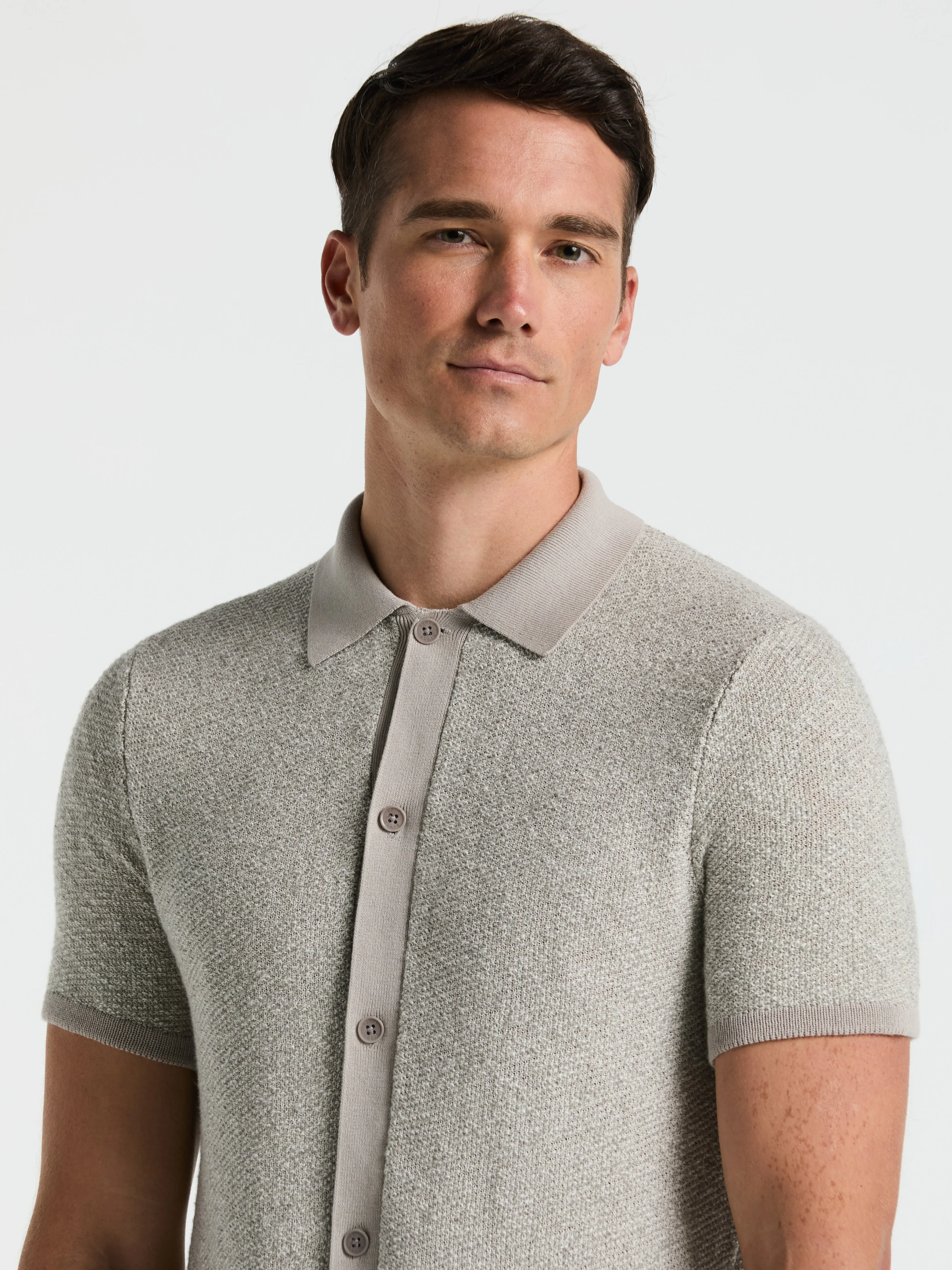 Two Tone Button Front Polo Sweater sold by Perry Ellis product image thumbnail 2