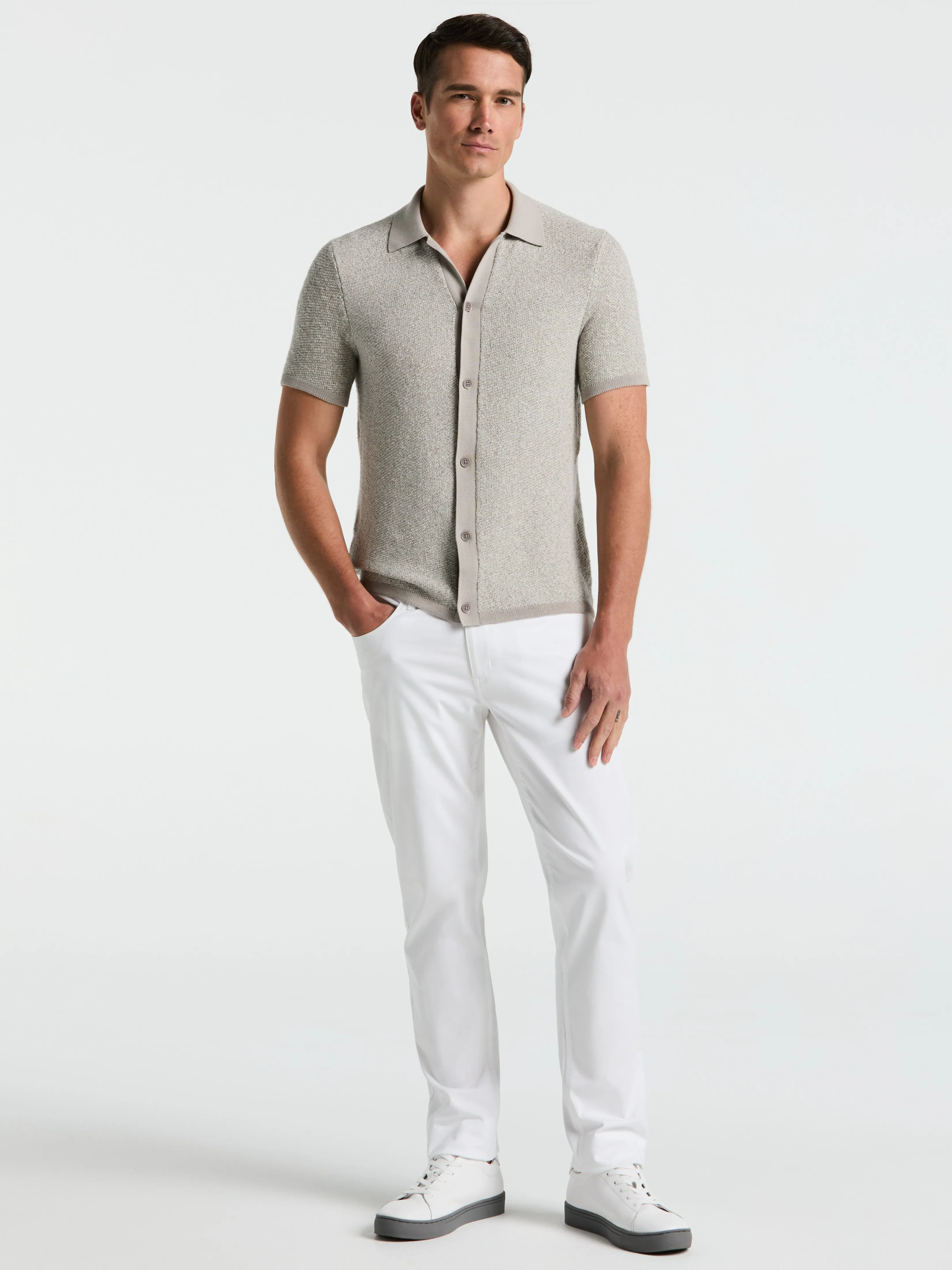 Two Tone Button Front Polo Sweater sold by Perry Ellis product image thumbnail 4