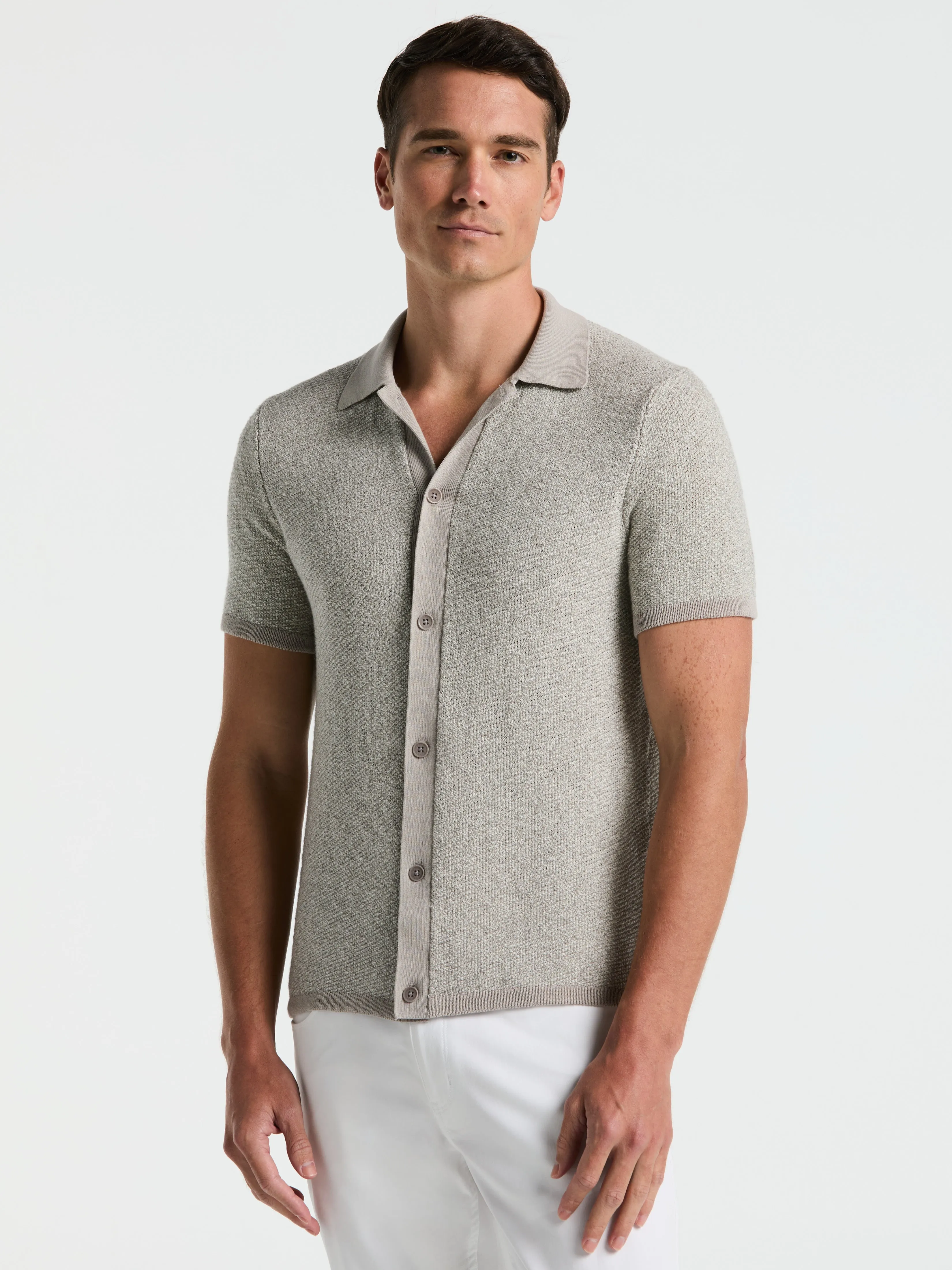 Two Tone Button Front Polo Sweater sold by Perry Ellis product image thumbnail 3
