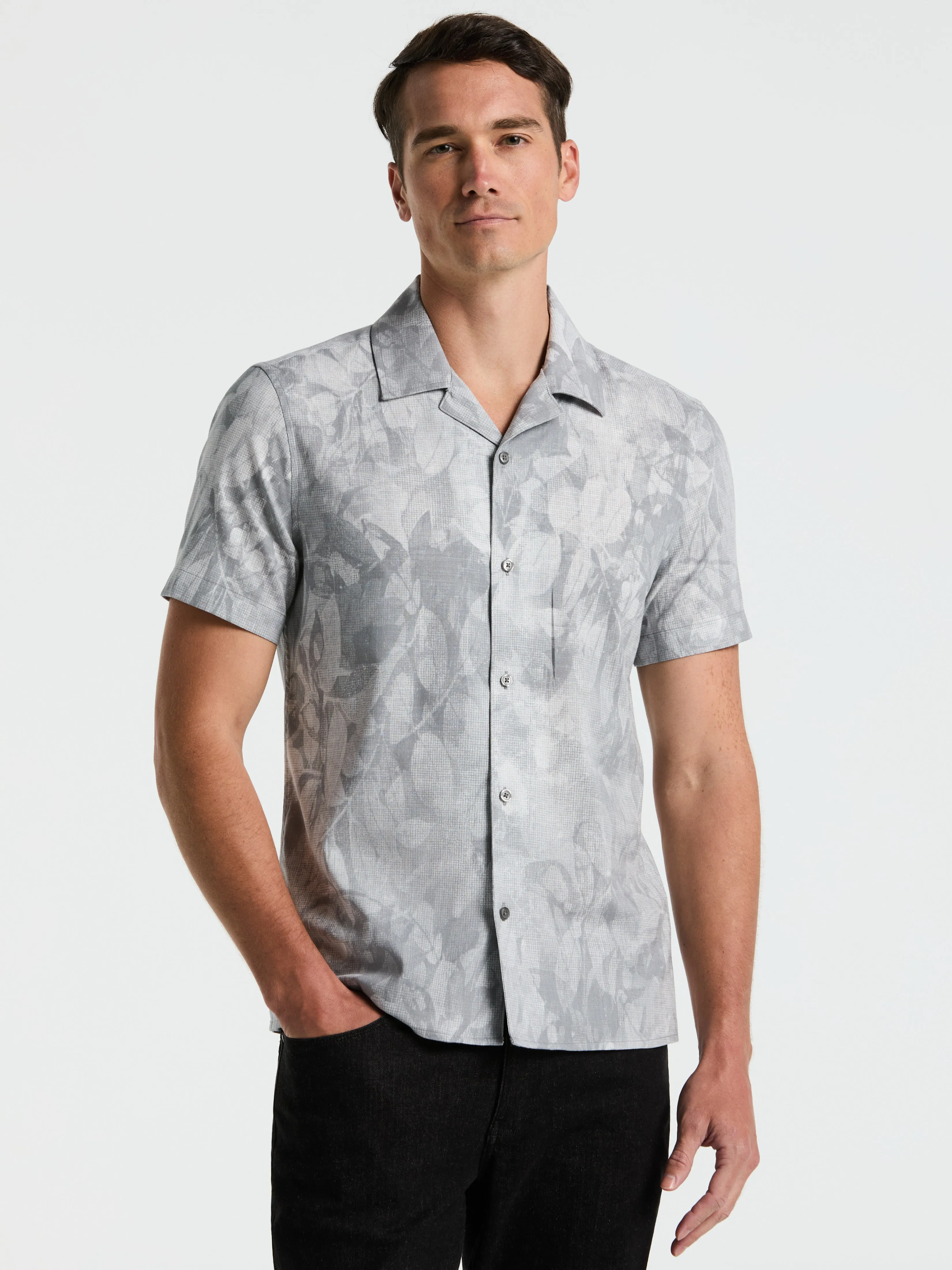 Leaf Print Camp Collar Shirt sold by Perry Ellis