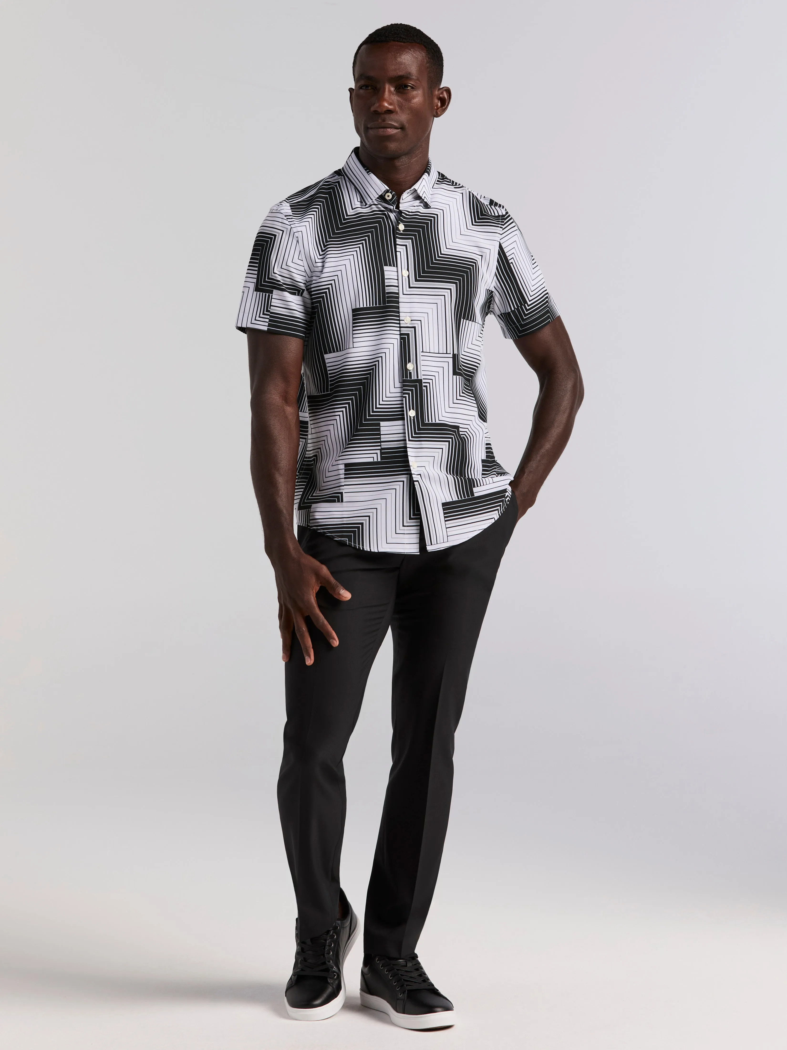 Slim Fit Linear Geo Print Shirt sold by Perry Ellis product image thumbnail 5
