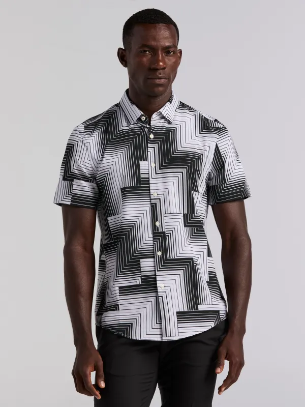 Slim Fit Linear Geo Print Shirt sold by Perry Ellis