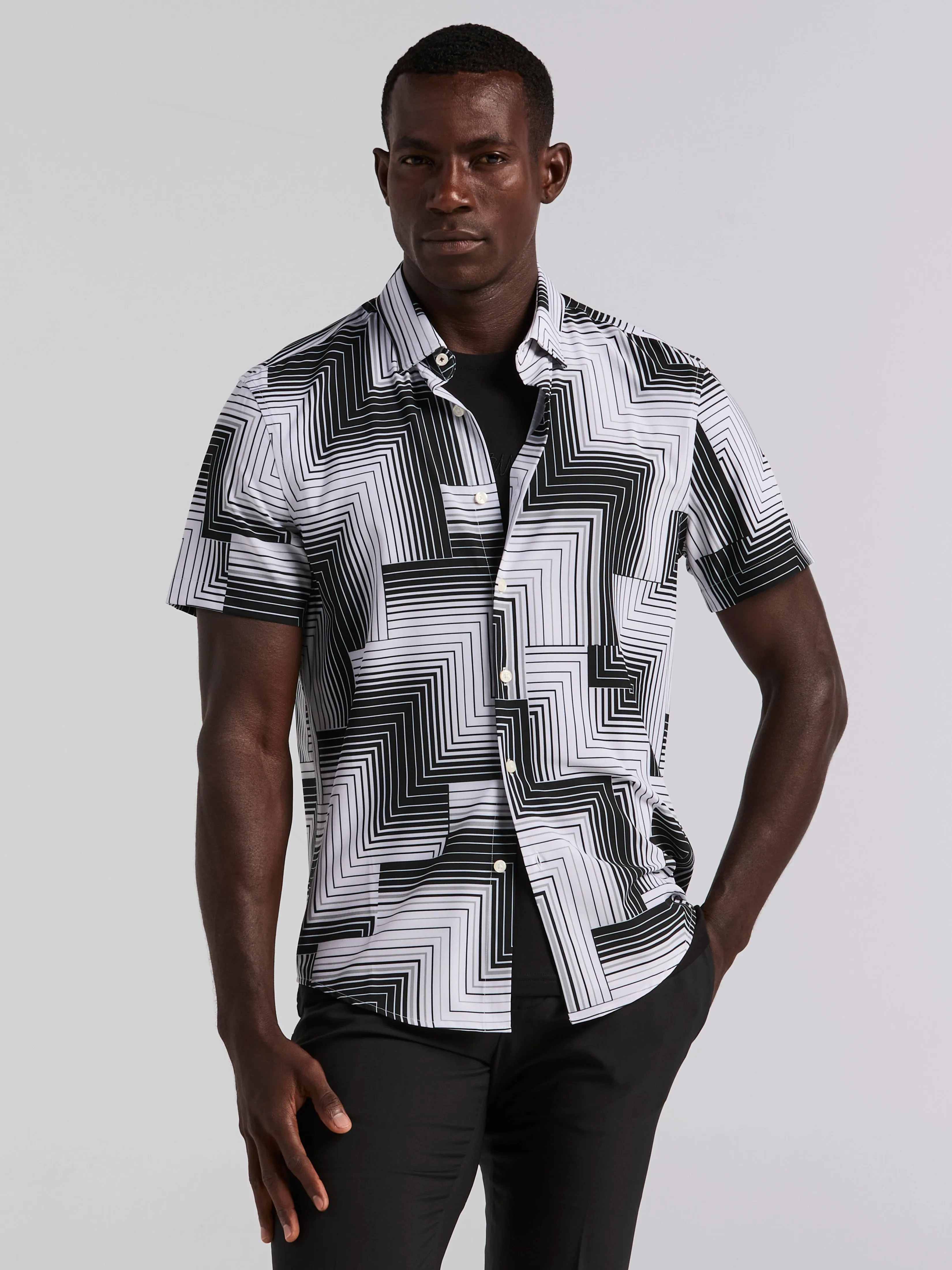 Slim Fit Linear Geo Print Shirt sold by Perry Ellis product image thumbnail 4