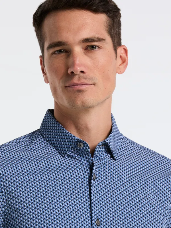 Slim Fit Total Stretch Geo Print Shirt sold by Perry Ellis