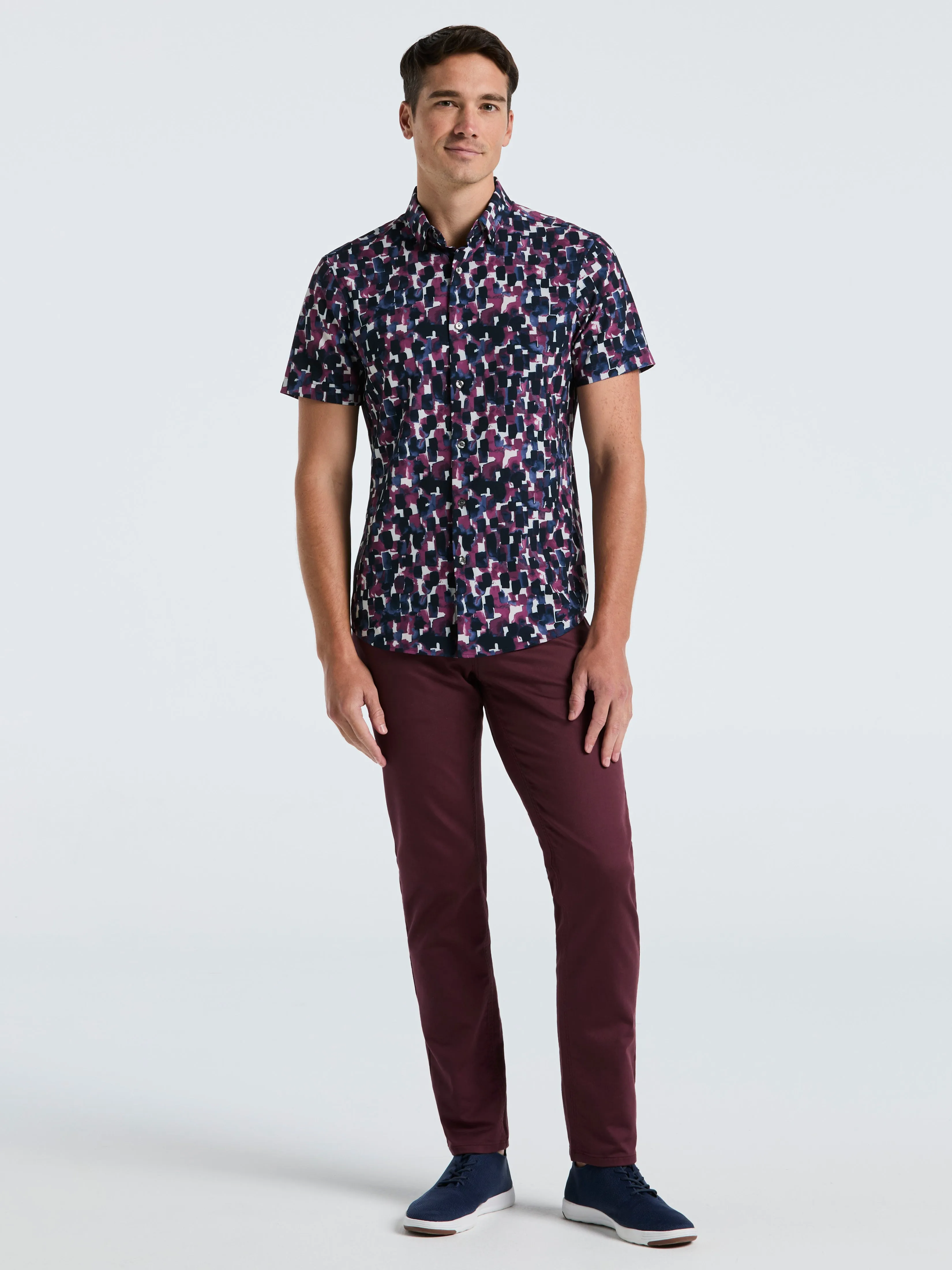Slim Fit Total Stretch Watercolor Print Shirt sold by Perry Ellis product image thumbnail 3