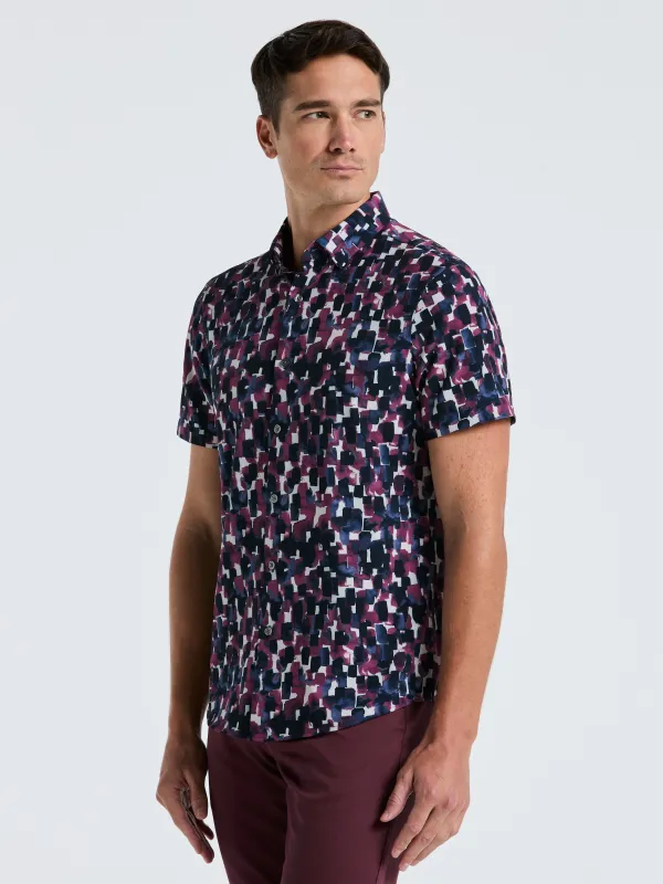 Slim Fit Total Stretch Watercolor Print Shirt sold by Perry Ellis