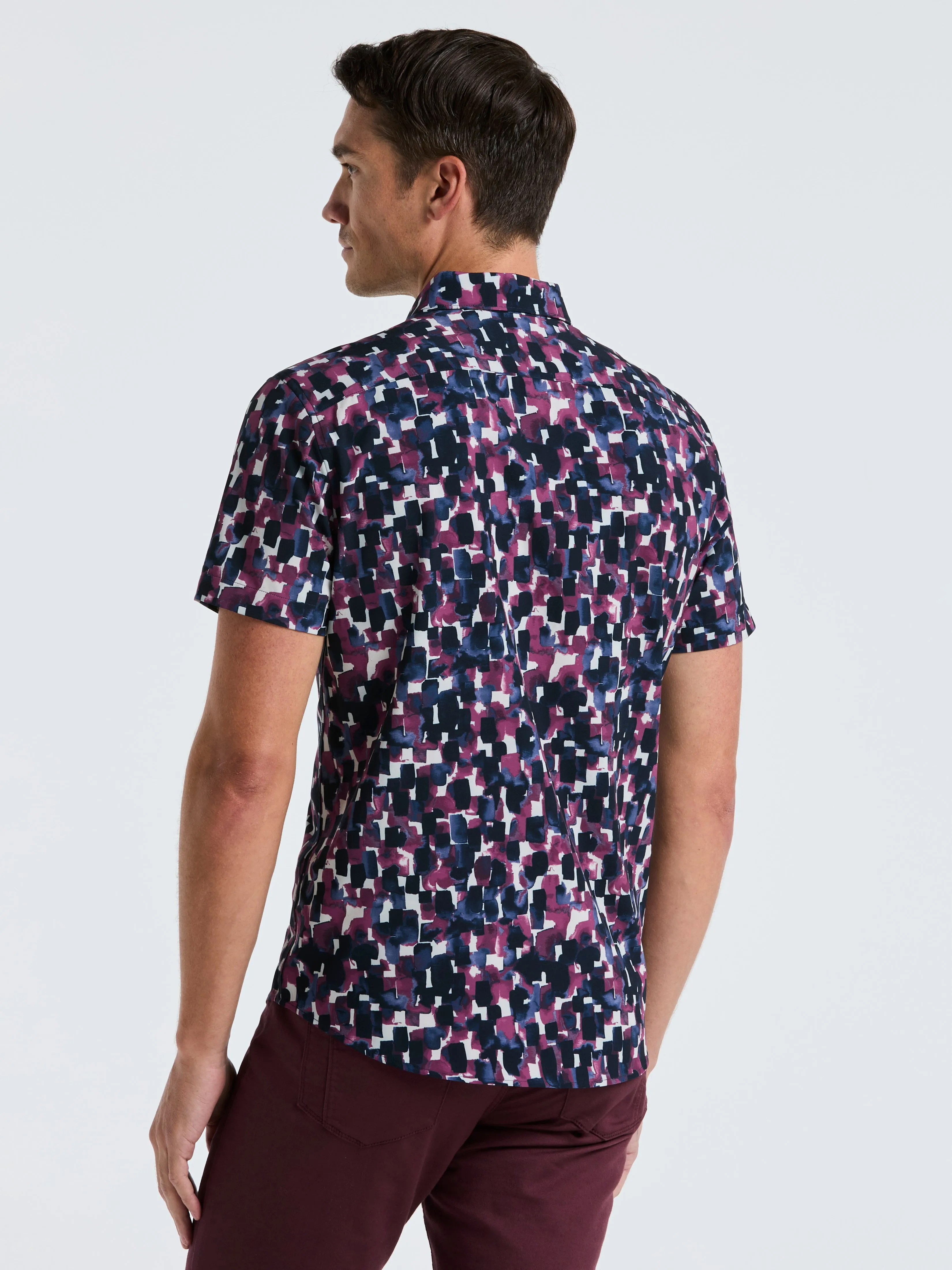 Slim Fit Total Stretch Watercolor Print Shirt sold by Perry Ellis product image thumbnail 4