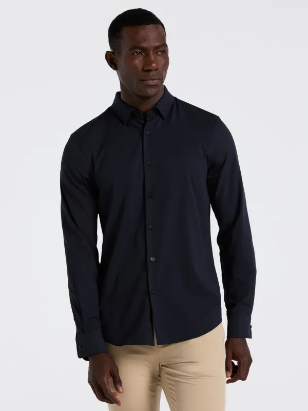 Slim Fit Ribbed Solid Total Stretch Shirt made by Perry Ellis