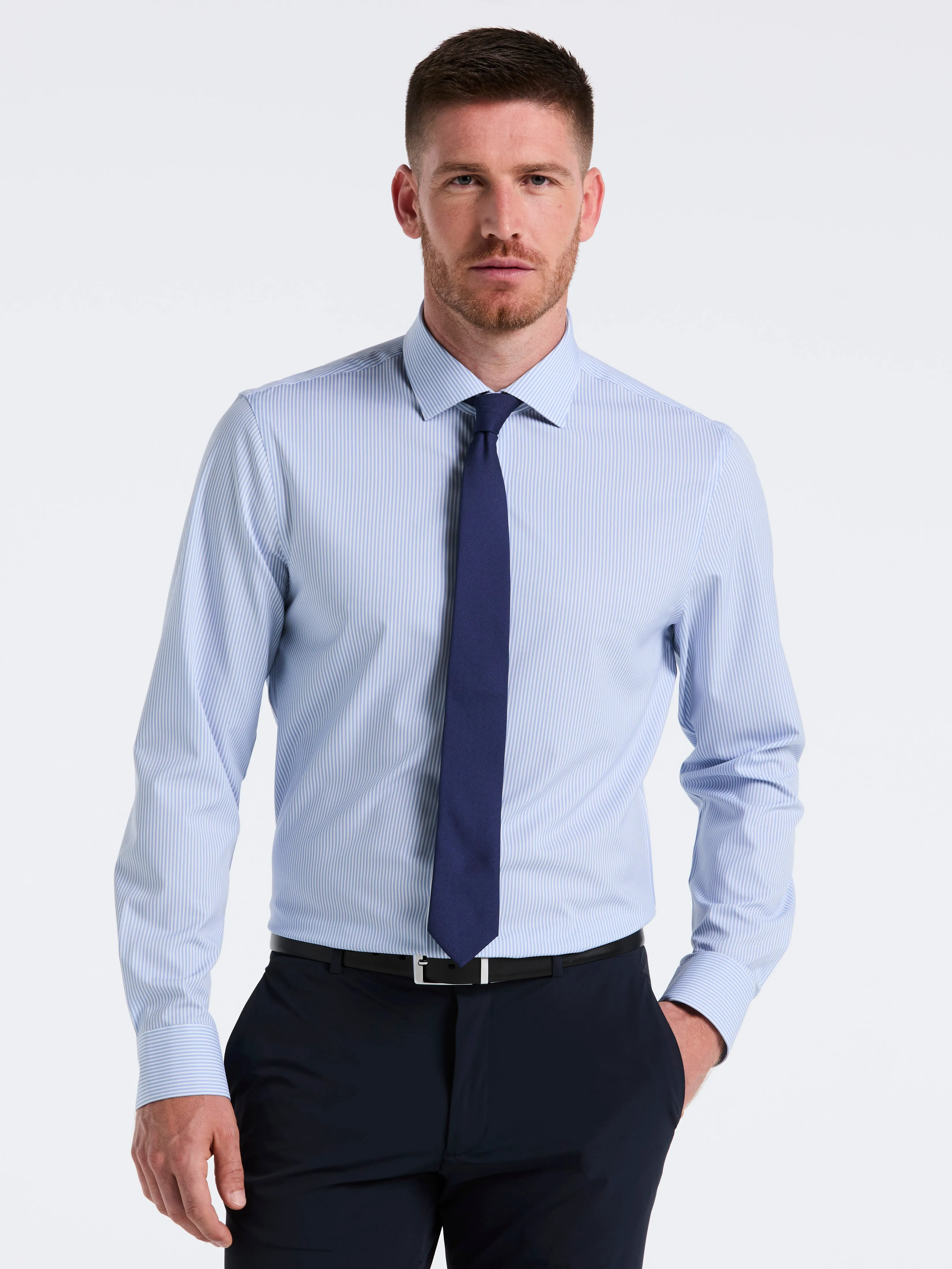 Performance Tech Striped Print Dress Shirt sold by Perry Ellis