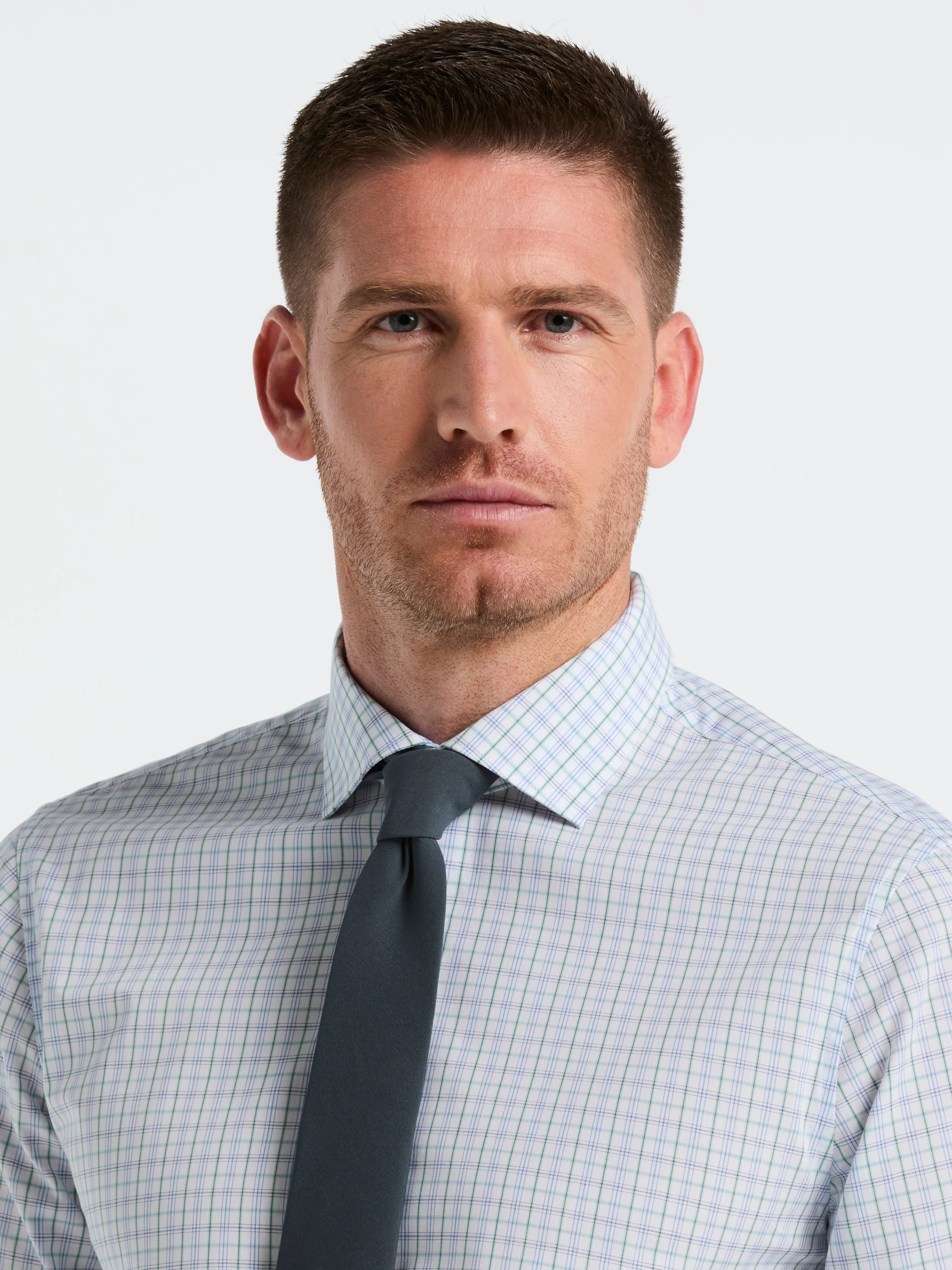 Slim Fit Stretch Cotton Blend Plaid Dress Shirt sold by Perry Ellis