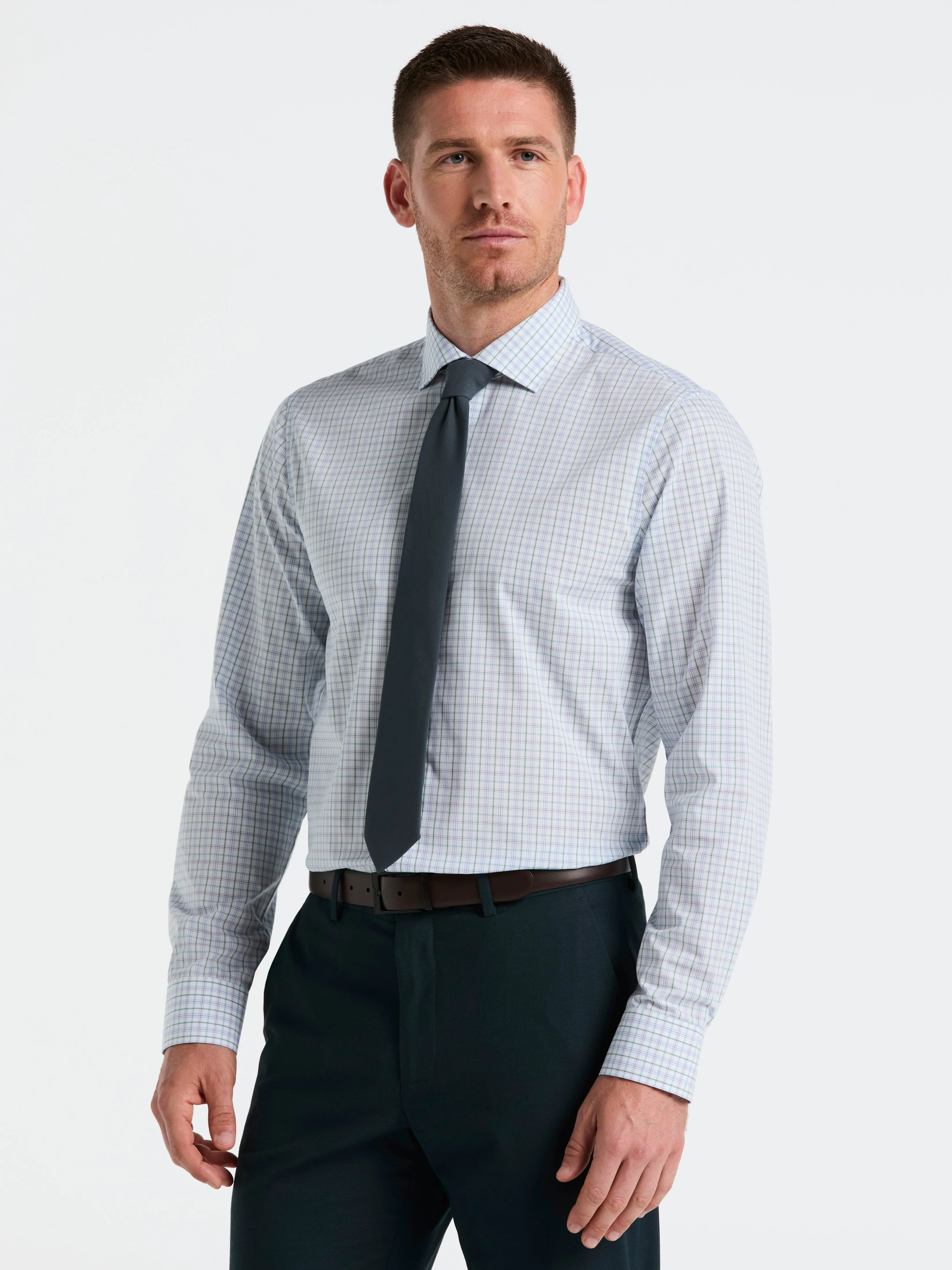 Slim Fit Stretch Cotton Blend Plaid Dress Shirt sold by Perry Ellis product image thumbnail 2