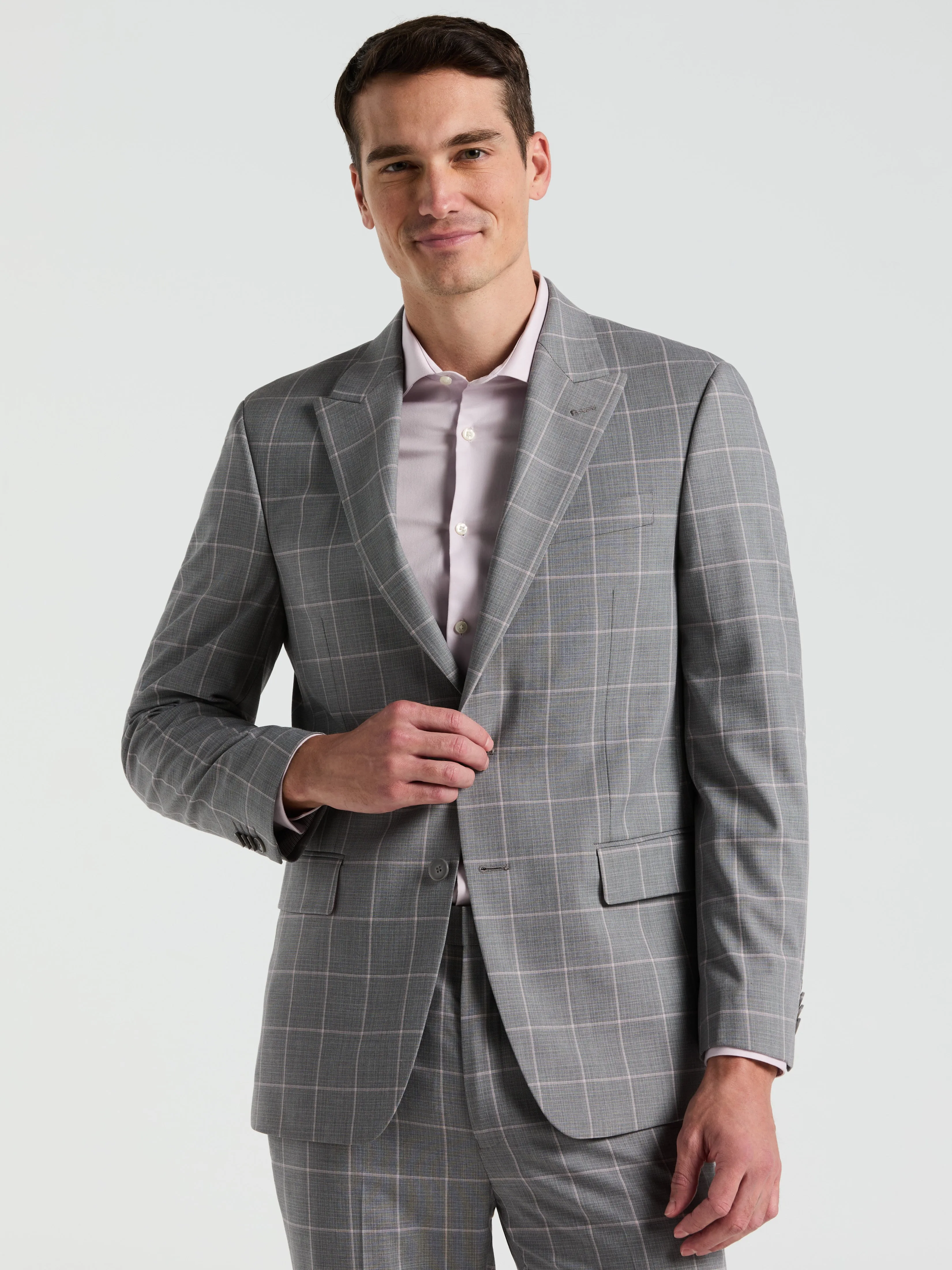Slim Fit Windowpane Pattern Suit Jacket sold by Perry Ellis product image thumbnail 2