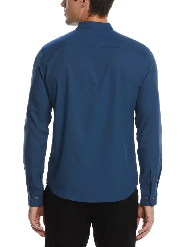 Tall Untucked Total Stretch Slim Fit Banded Collar Shirt sold by Perry Ellis