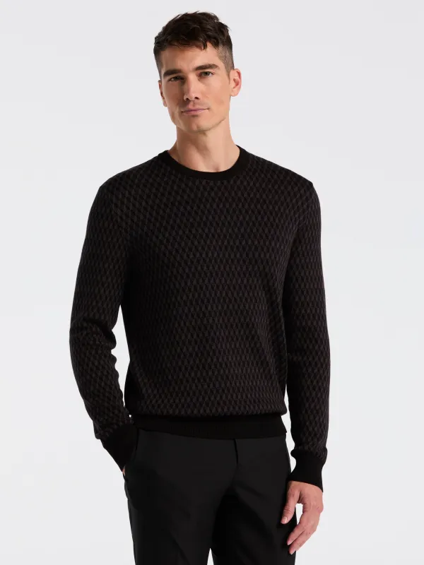 Cotton Blend Geo Jacquard Crew Neck Sweater sold by Perry Ellis