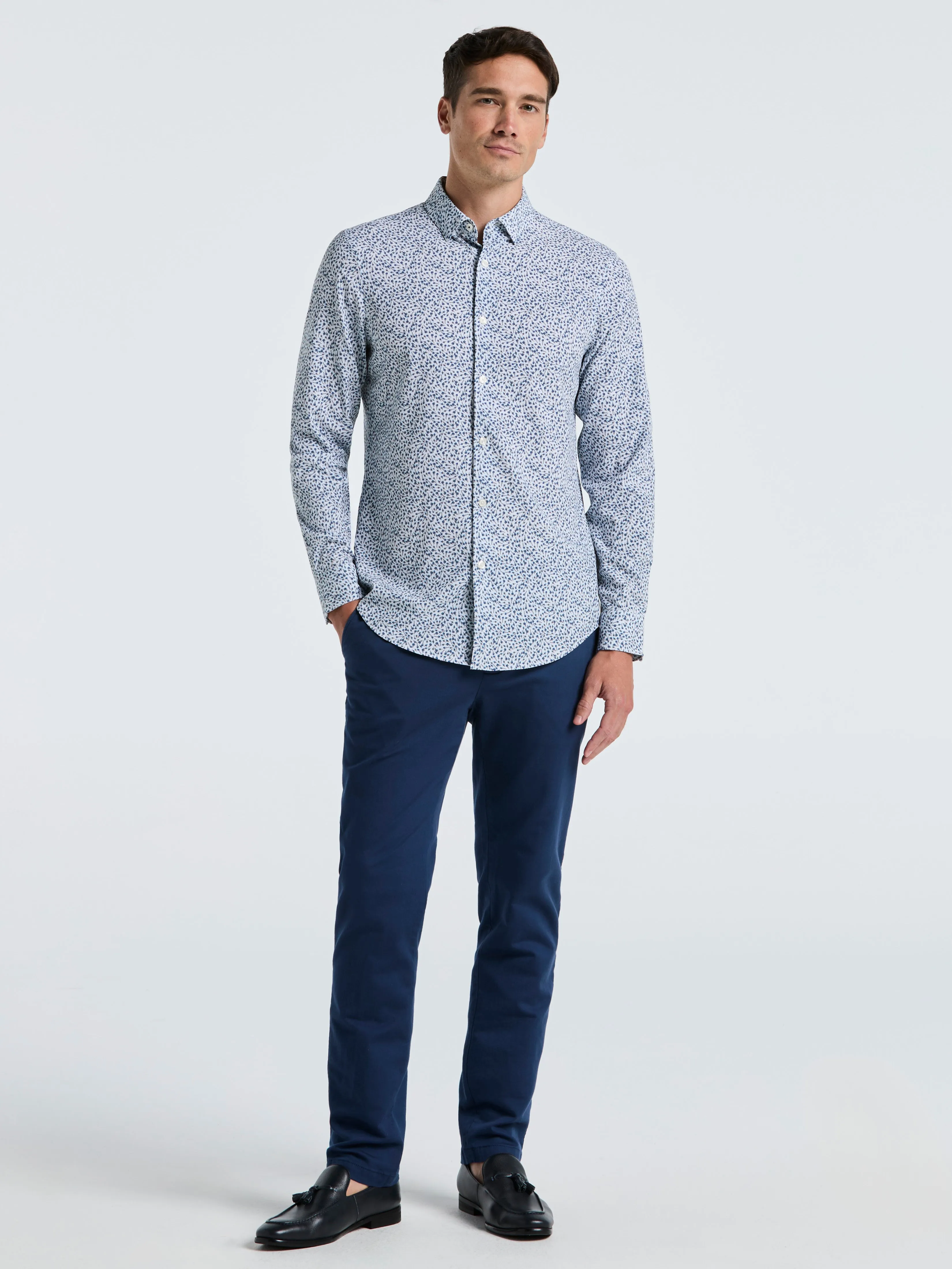 Micro Floral Print Slim Fit Total Stretch Shirt sold by Perry Ellis product image thumbnail 4