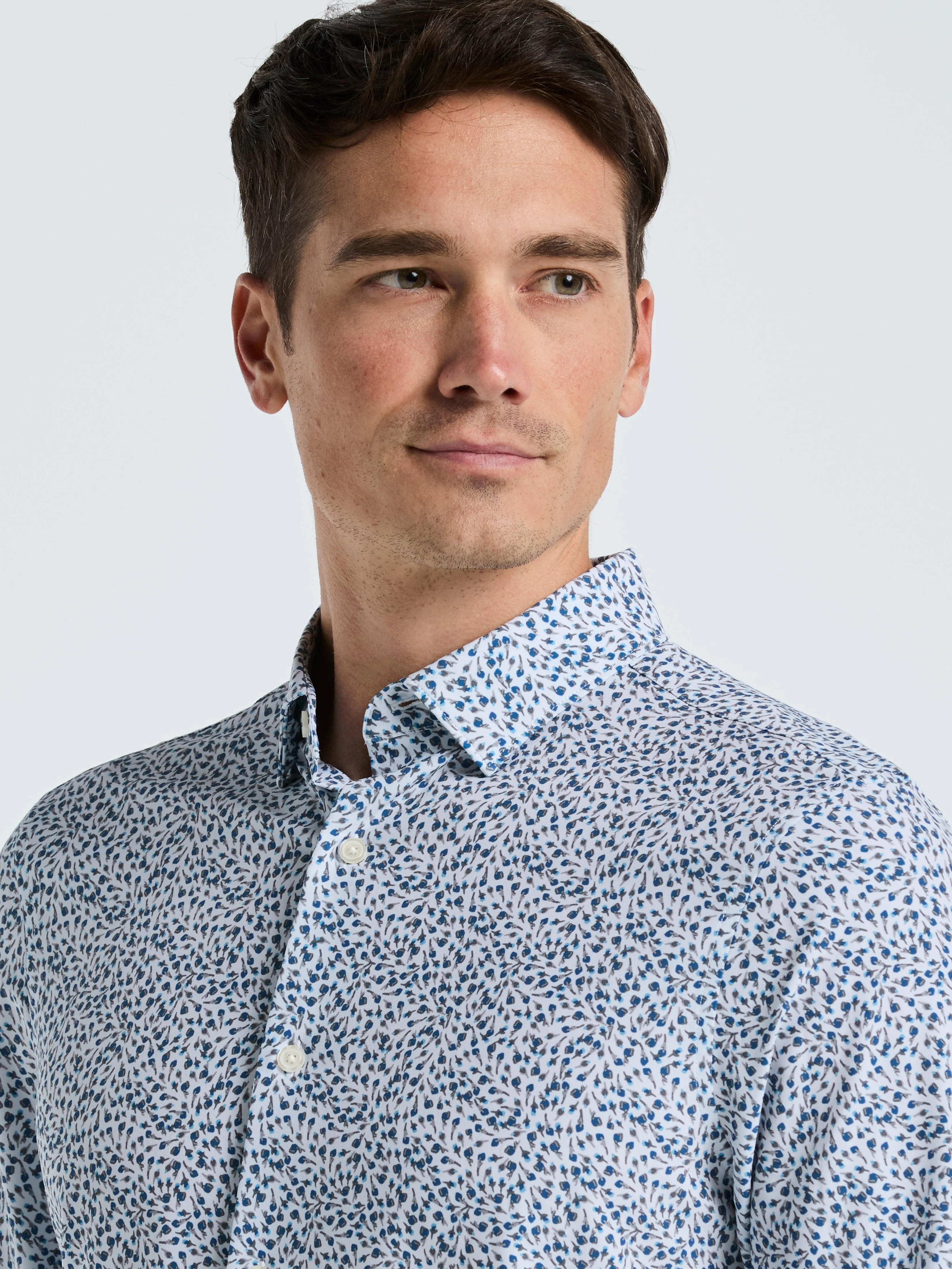 Micro Floral Print Slim Fit Total Stretch Shirt sold by Perry Ellis product image thumbnail 3