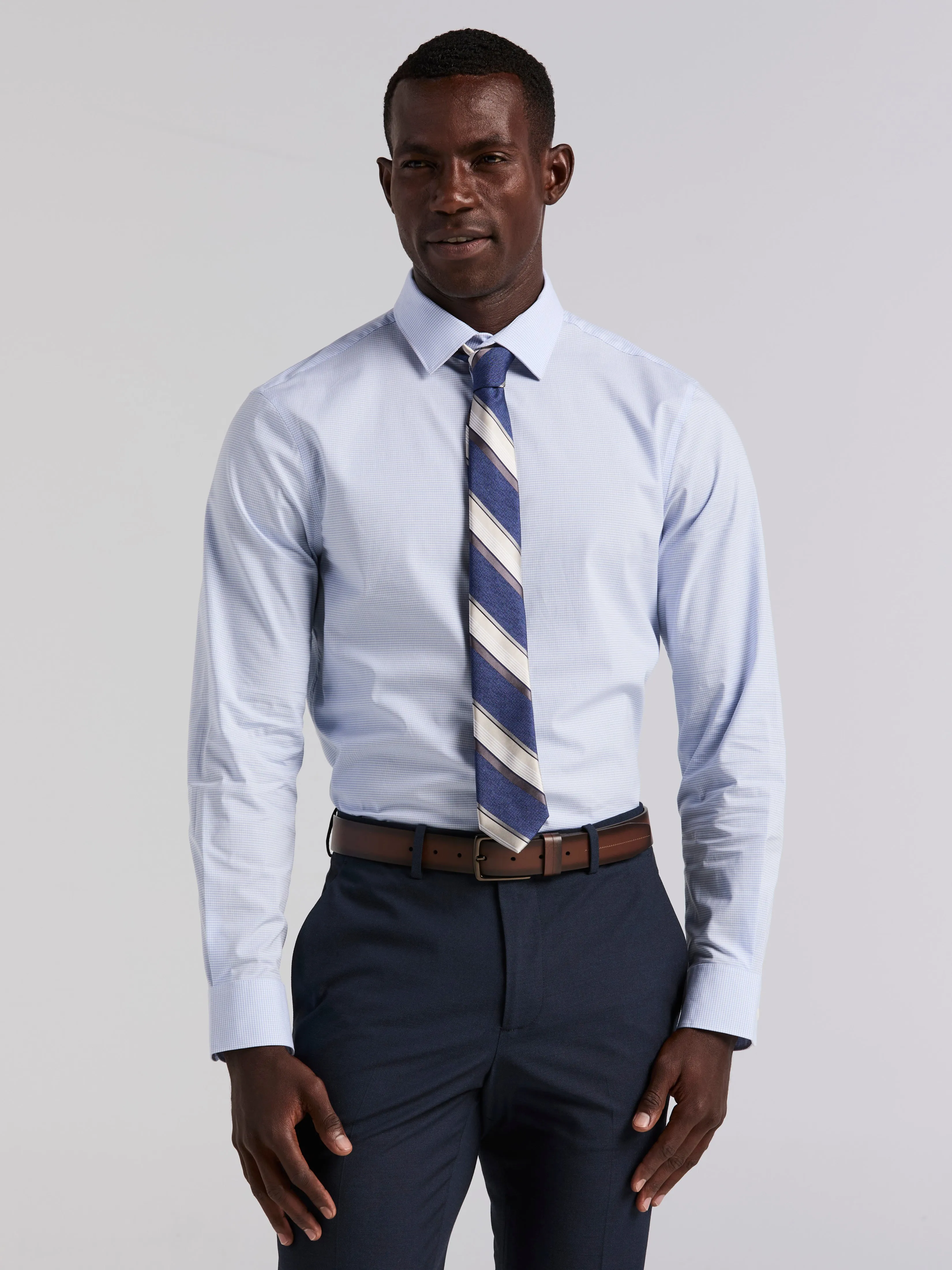 Mini Check Slim Fit Cotton Shirt sold by Perry Ellis product image thumbnail 2