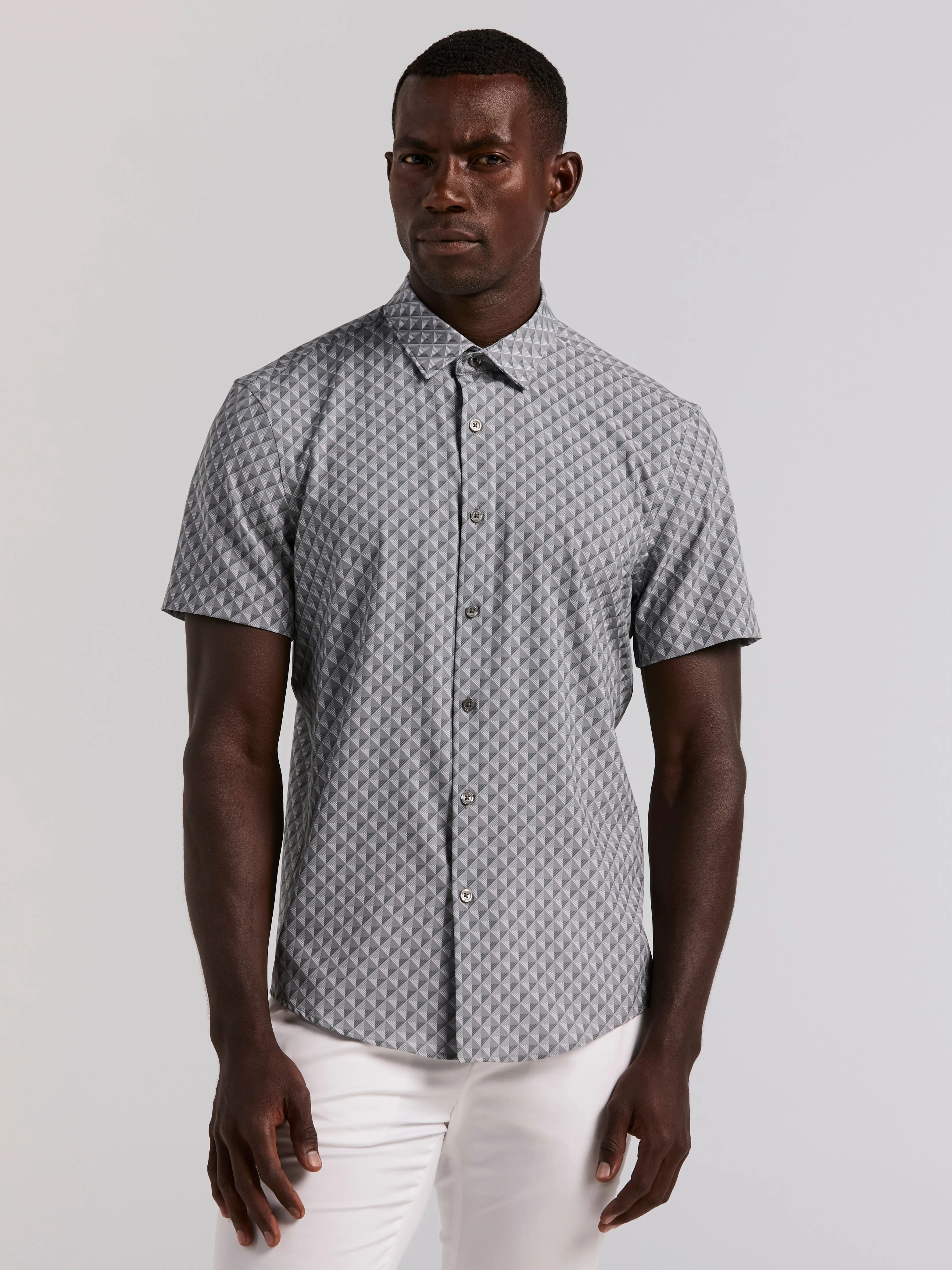 Slim Fit Total Stretch Diamond Geo Print Shirt sold by Perry Ellis product image thumbnail 5