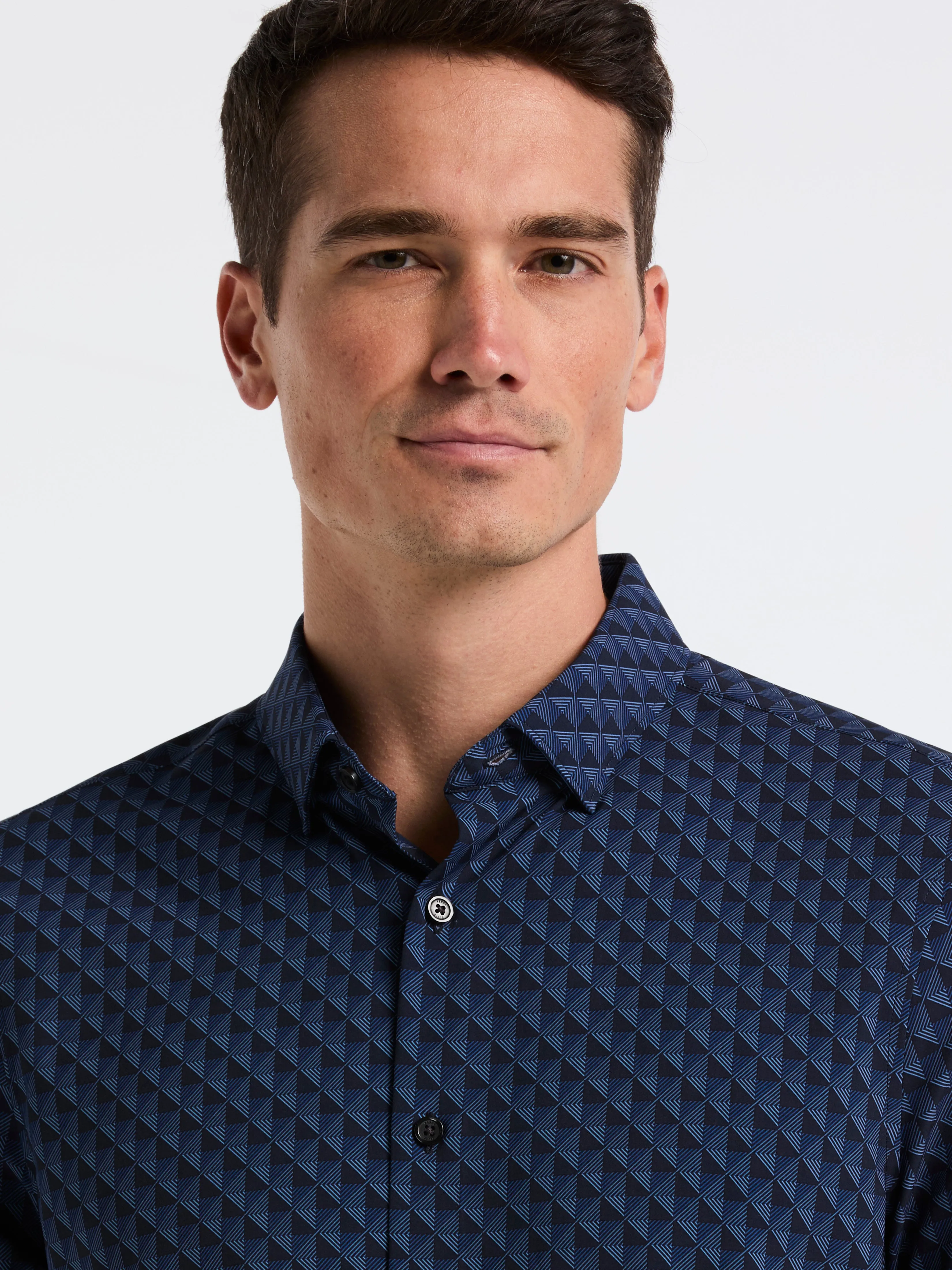 Slim Fit Total Stretch Diamond Geo Print Shirt sold by Perry Ellis product image thumbnail 3