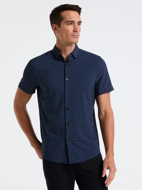 Slim Fit Total Stretch Diamond Geo Print Shirt sold by Perry Ellis