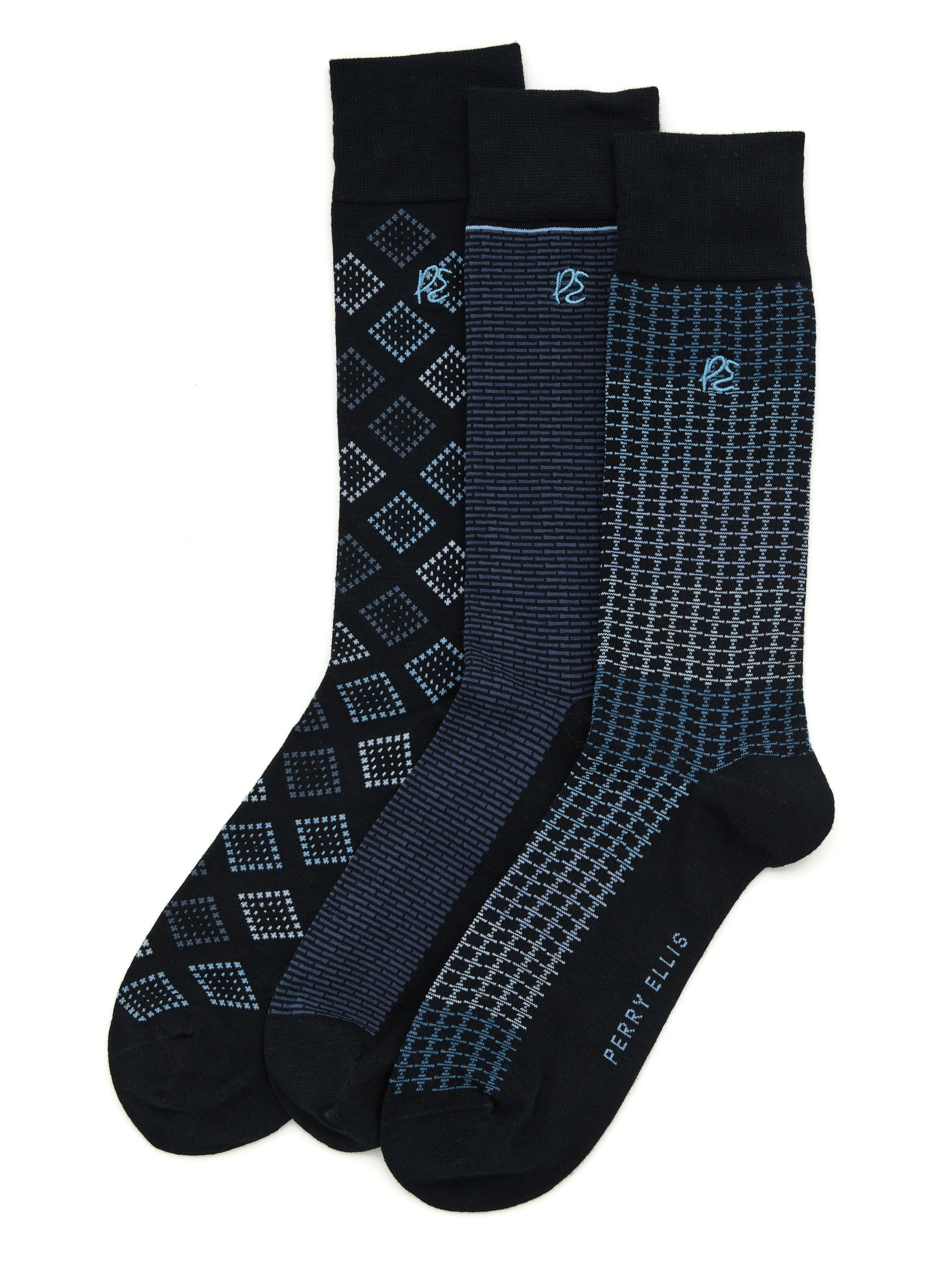 3-Pack Patterned Crew Socks sold by Perry Ellis product image thumbnail 4
