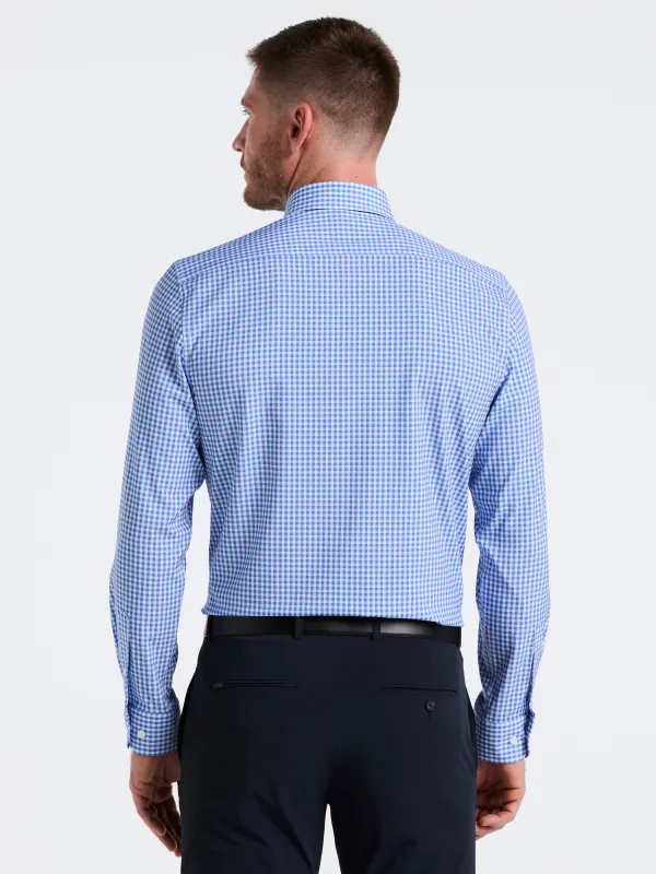 Performance Tech Gingham Print Dress Shirt made by Perry Ellis