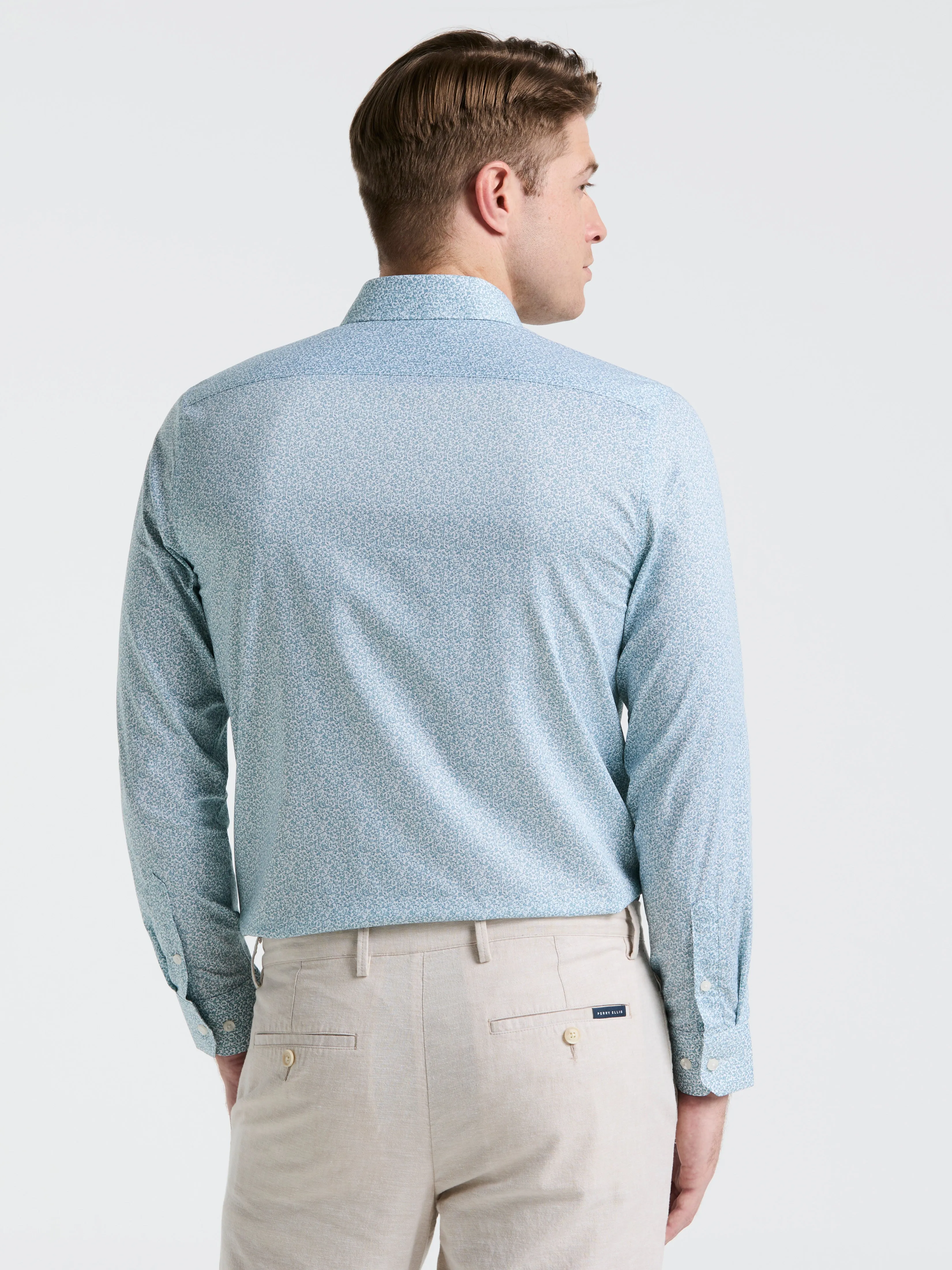 Stretch Floral Print Dress Shirt sold by Perry Ellis product image thumbnail 2