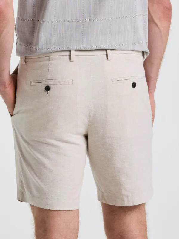 8" Flat Front Linen Cotton Short sold by Perry Ellis