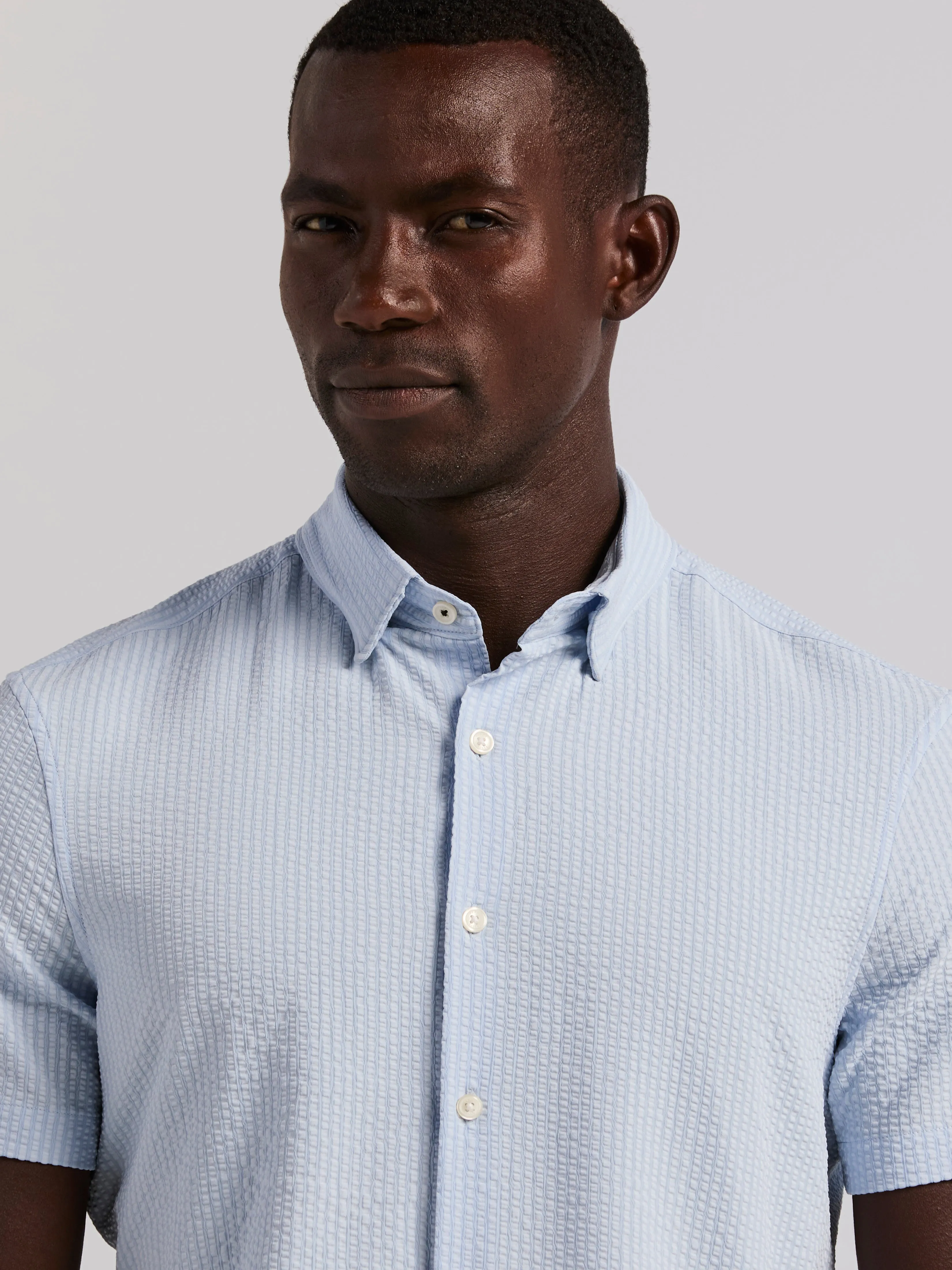 Stretch Seersucker Slim Fit Shirt sold by Perry Ellis product image thumbnail 3