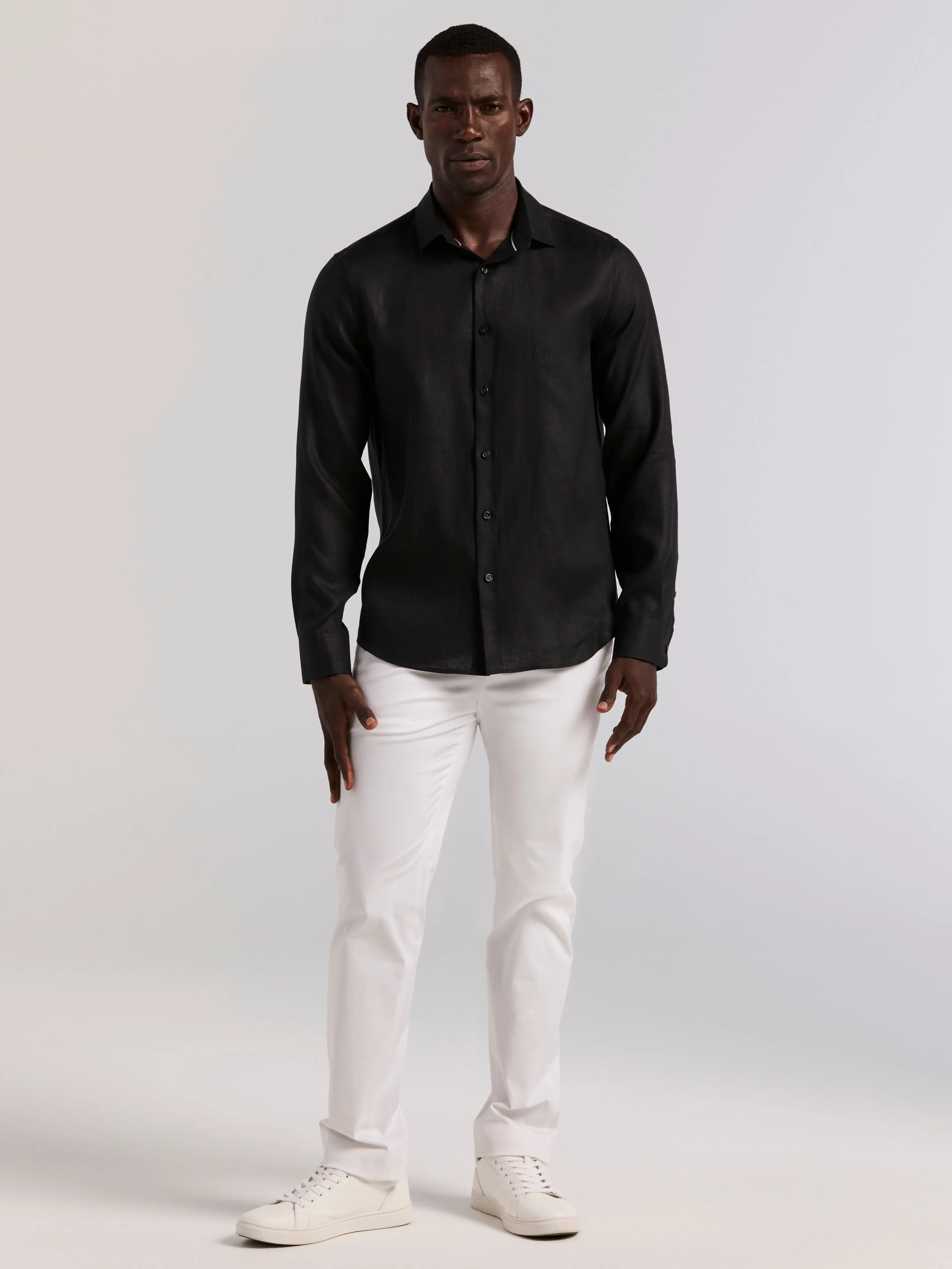 Solid Linen Shirt sold by Perry Ellis product image thumbnail 3