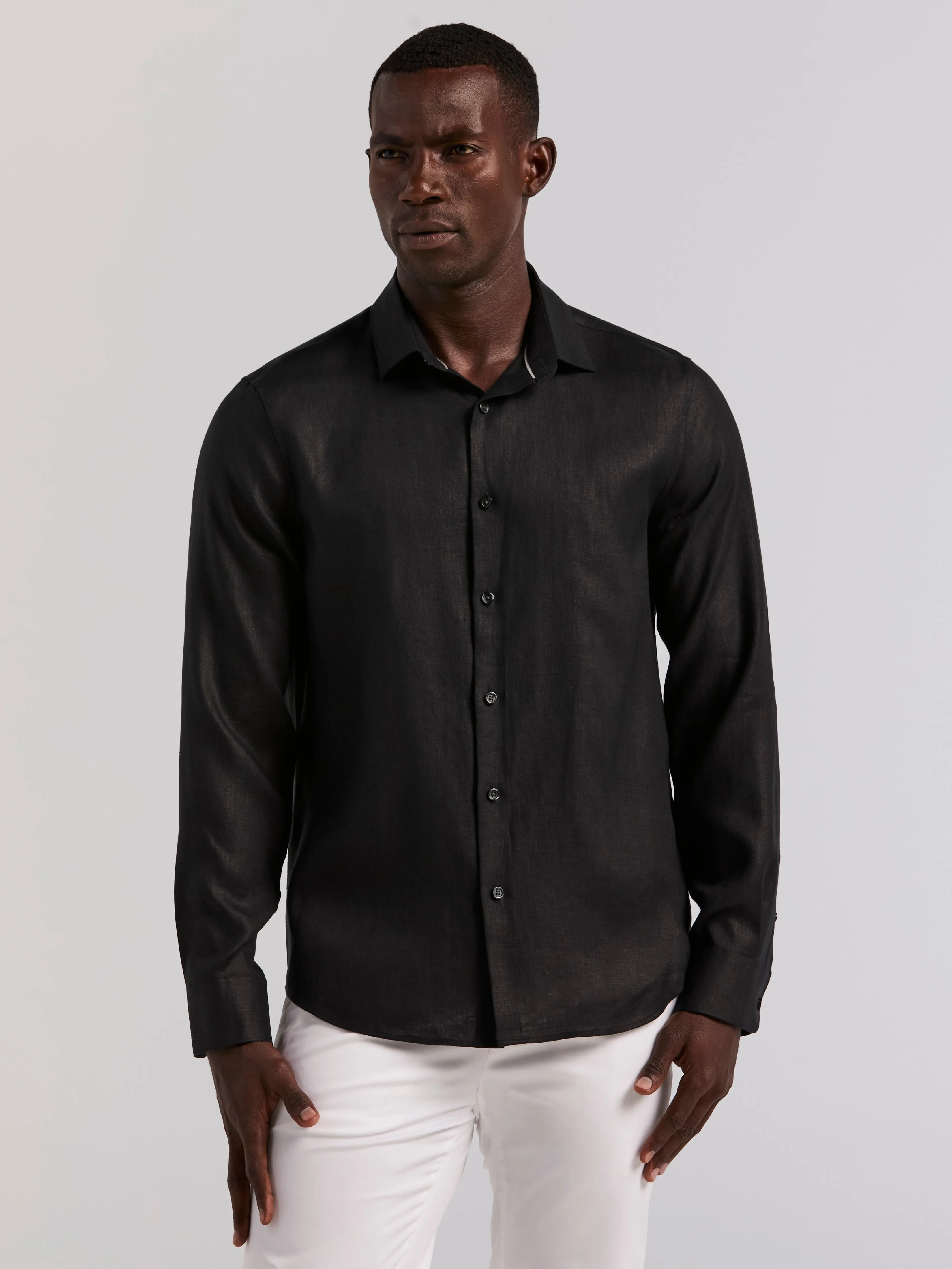 Solid Linen Shirt sold by Perry Ellis product image thumbnail 4