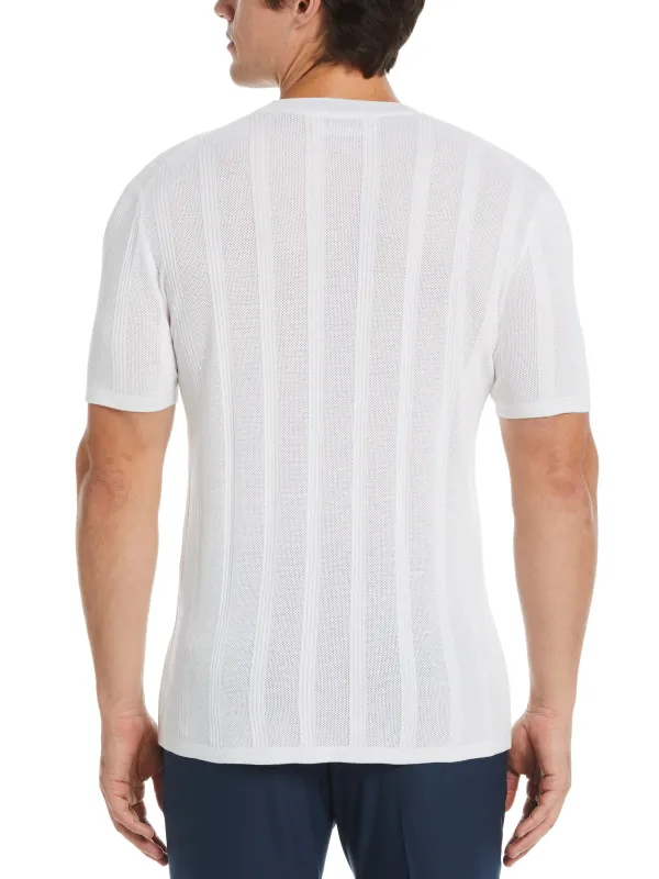 Tech Knit Mesh Striped Crew Neck Shirt sold by Perry Ellis