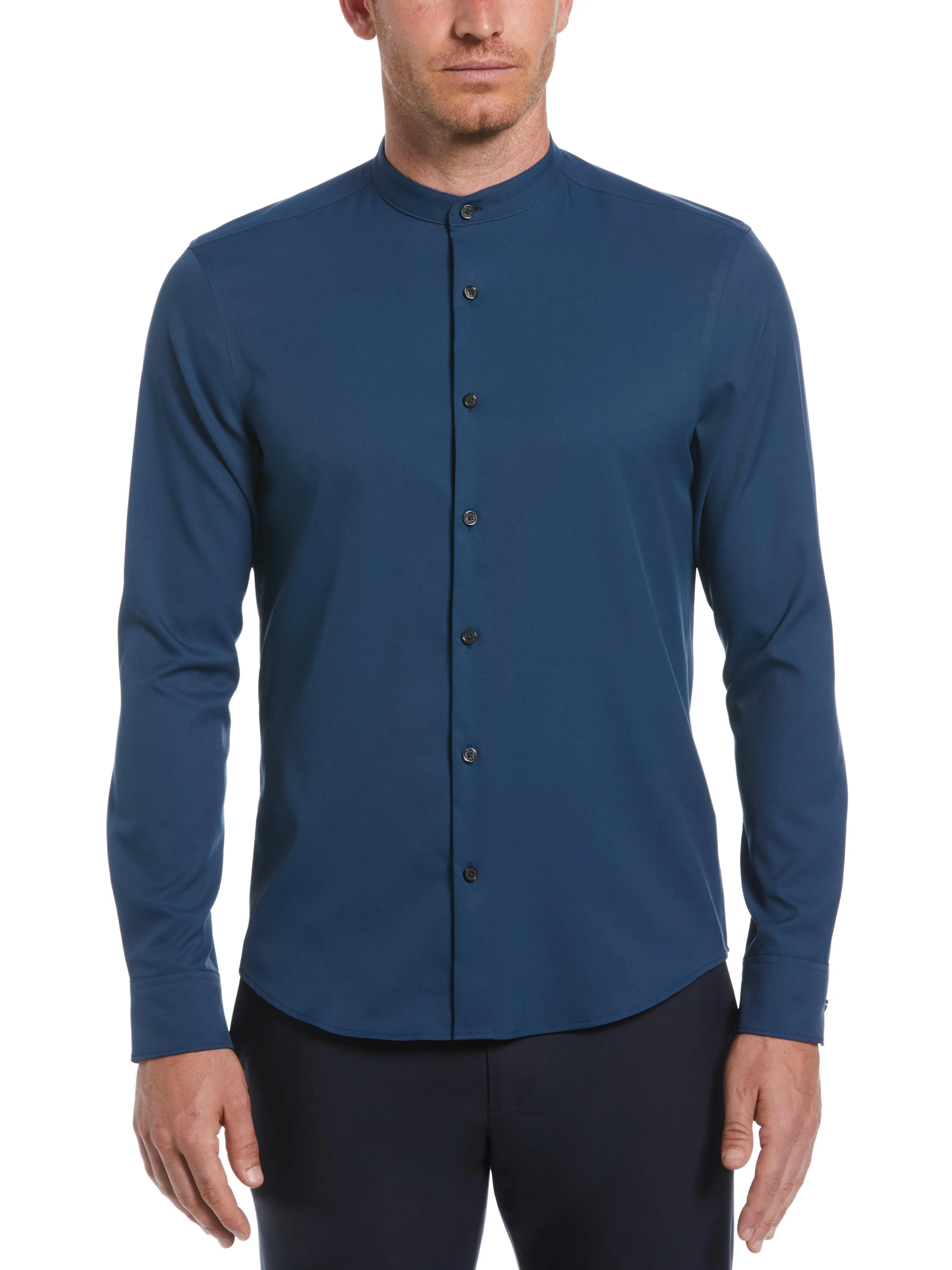 Untucked Total Stretch Slim Fit Banded Collar Shirt sold by Perry Ellis product image thumbnail 5