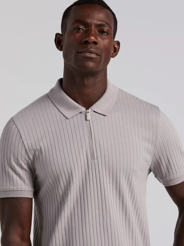 Ribbed Quarter Zip Polo sold by Perry Ellis