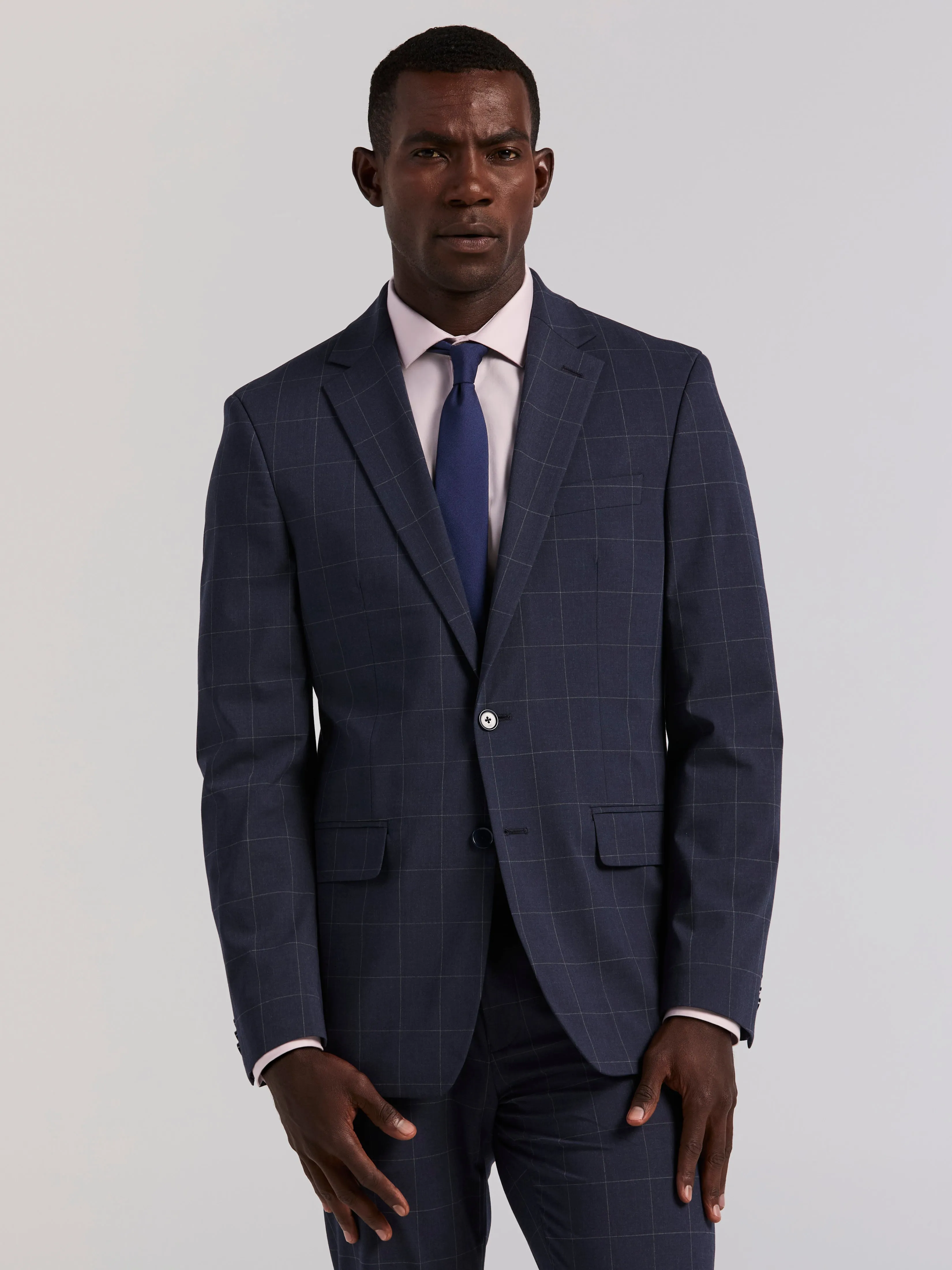 Slim Fit Blue Windowpane Suit sold by Perry Ellis product image thumbnail 3