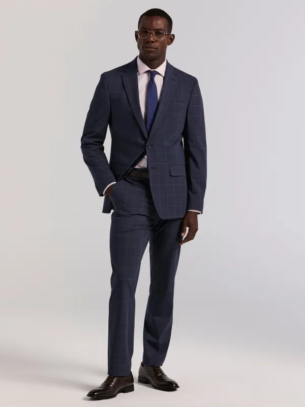 Slim Fit Blue Windowpane Suit sold by Perry Ellis