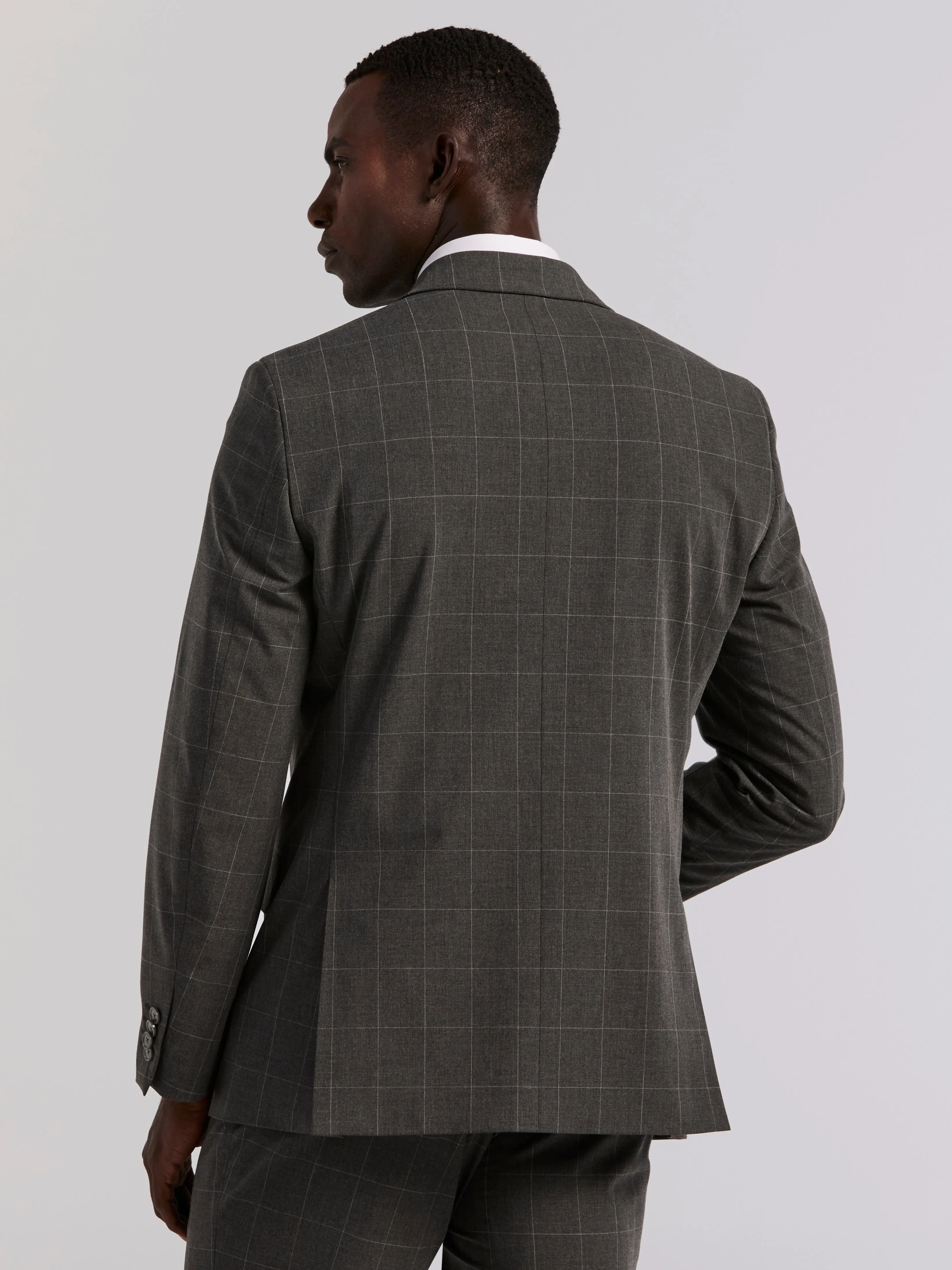 Slim Fit Grey Windowpane Suit sold by Perry Ellis product image thumbnail 3