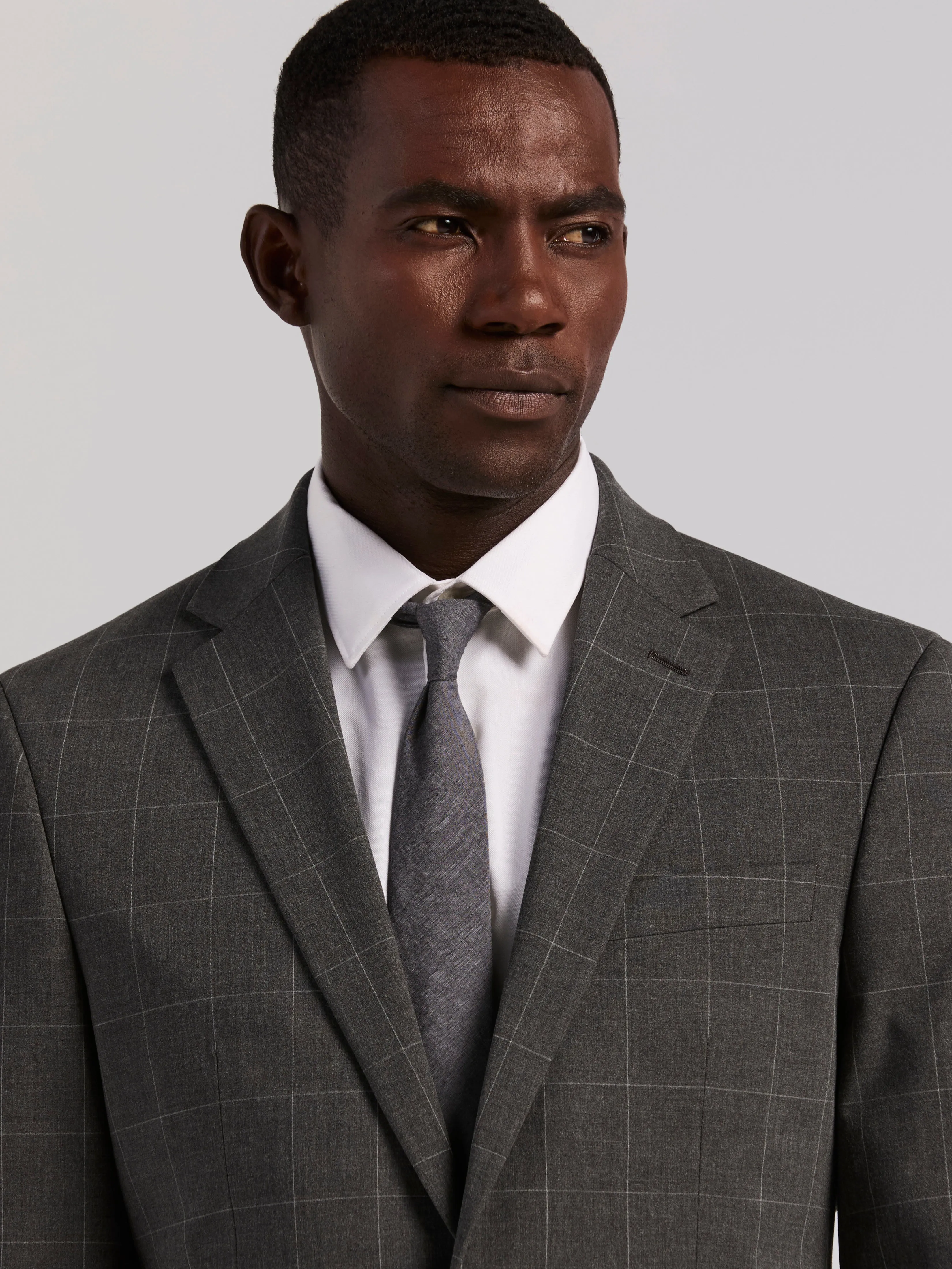 Slim Fit Grey Windowpane Suit sold by Perry Ellis product image thumbnail 4