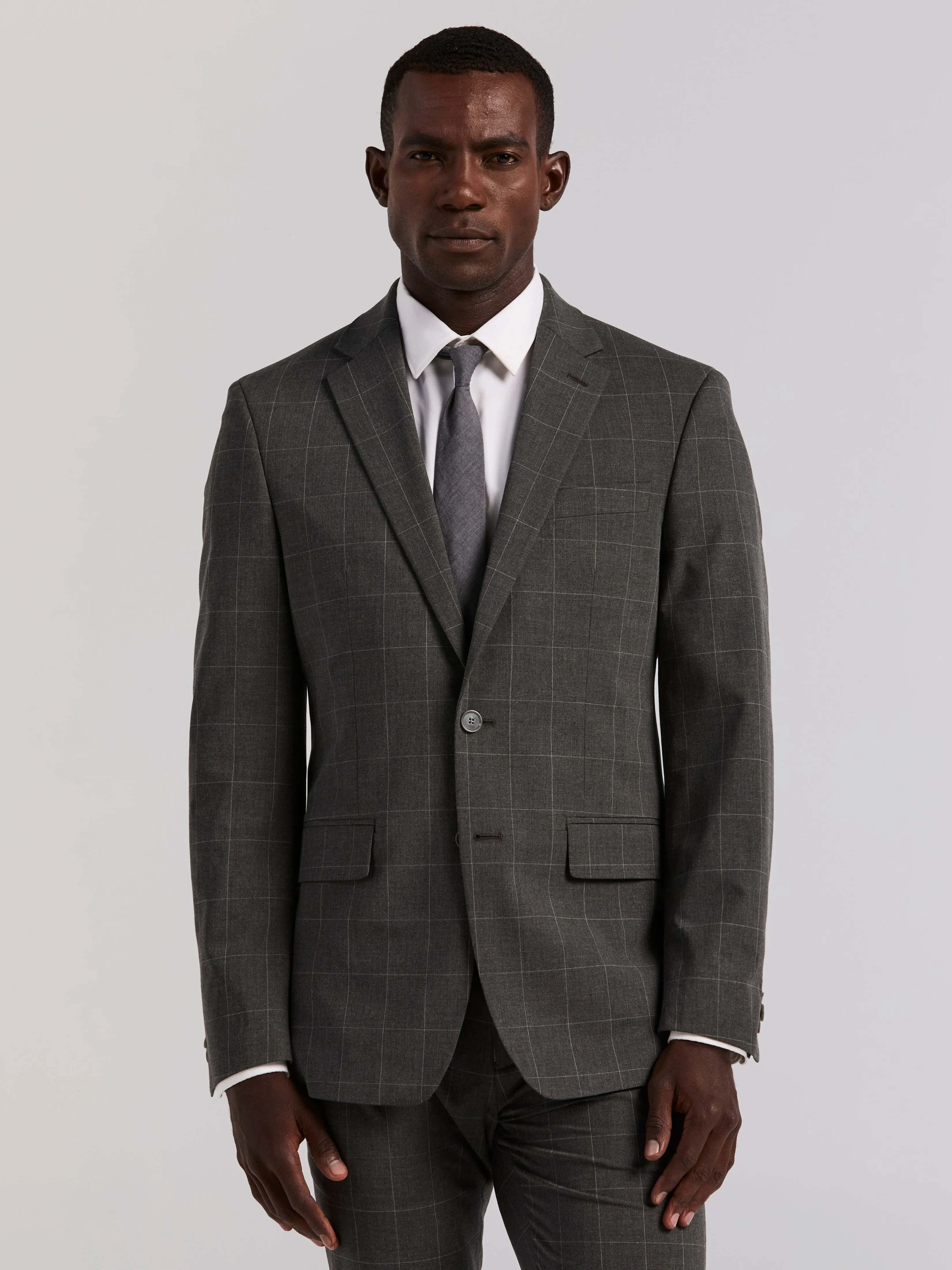 Slim Fit Grey Windowpane Suit sold by Perry Ellis product image thumbnail 2