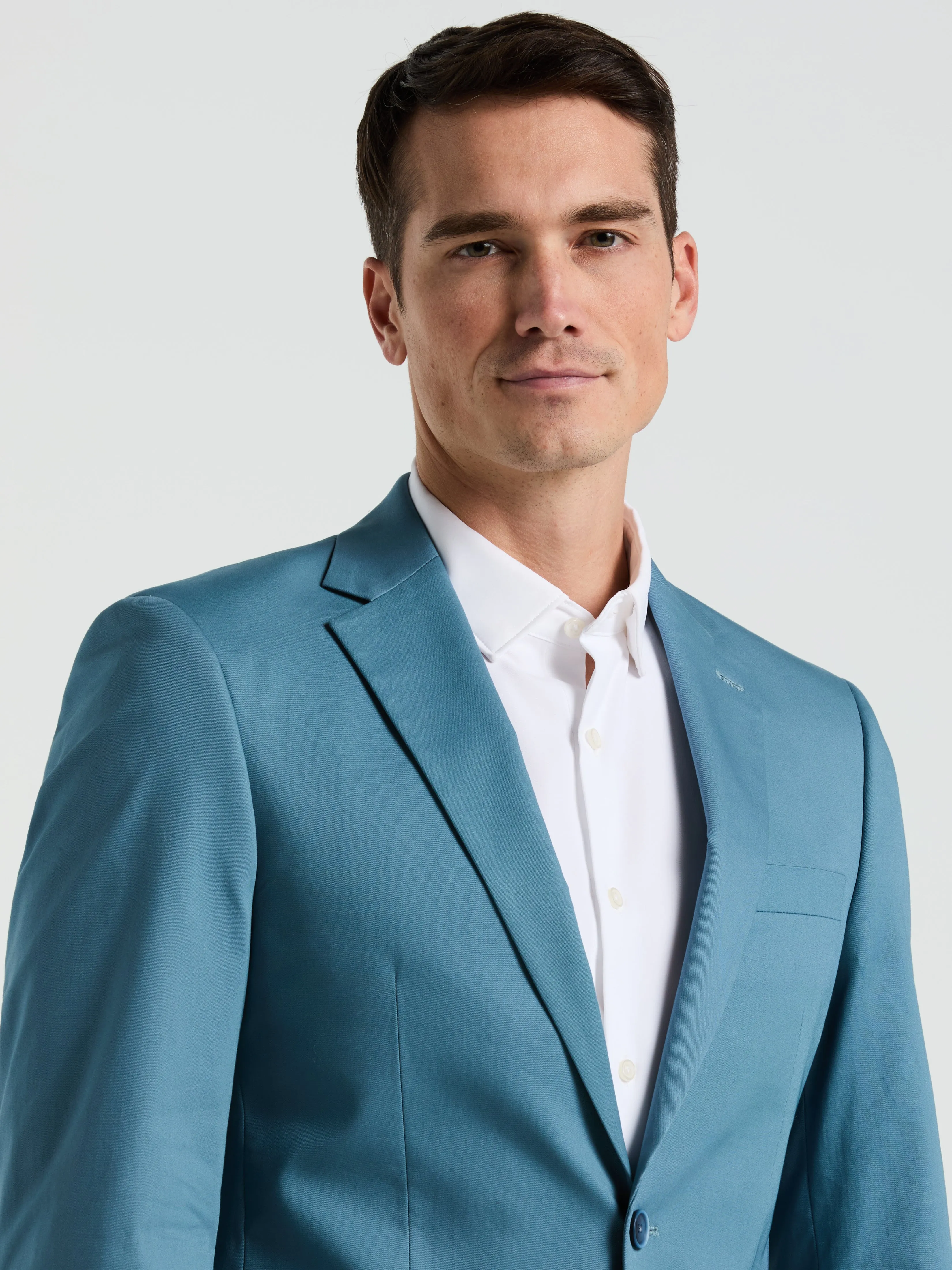 Slim Fit Teal Solid Cotton Blend Suit sold by Perry Ellis product image thumbnail 4