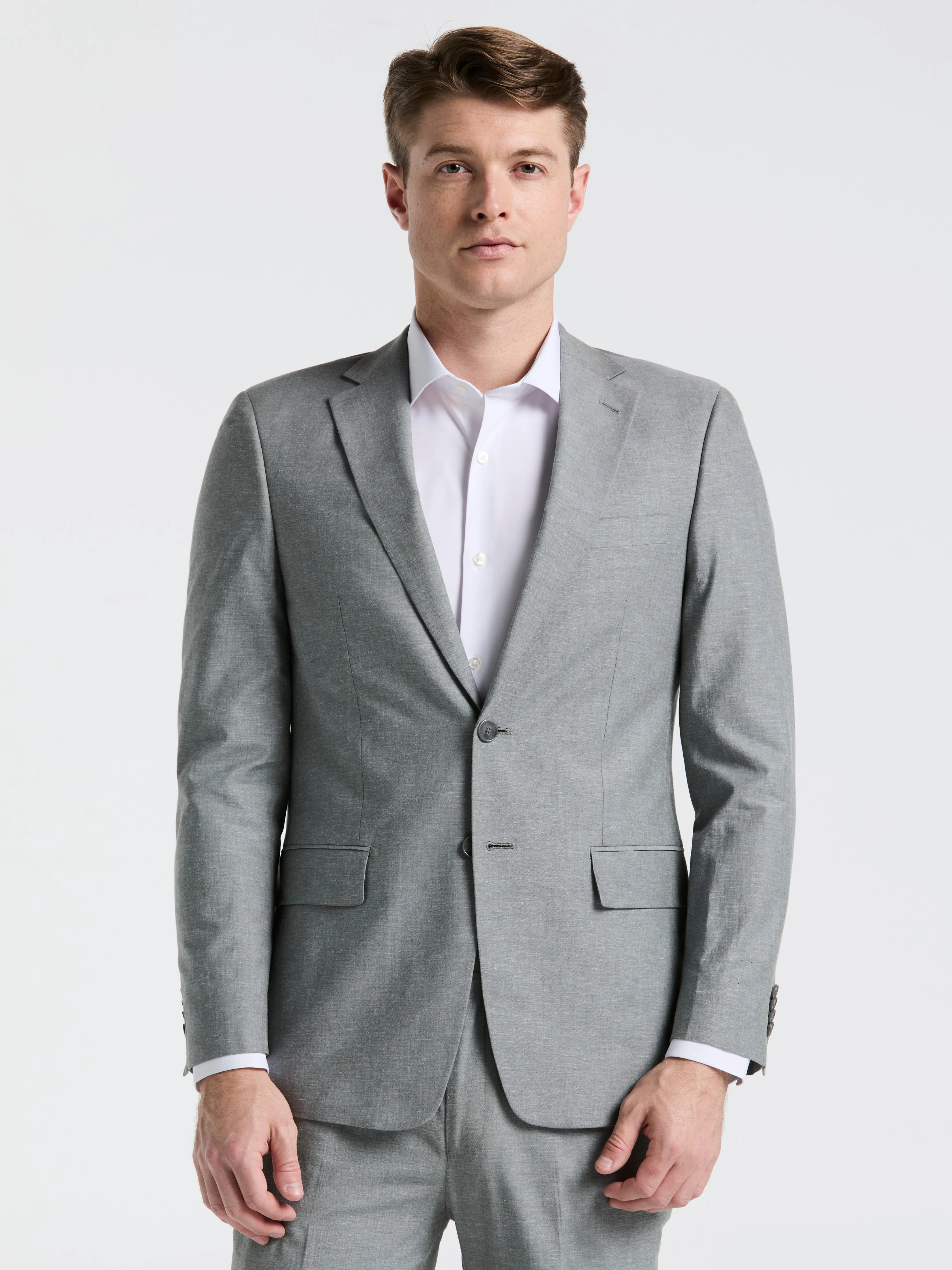 Slim Fit Gray Solid Linen Blend Suit sold by Perry Ellis product image thumbnail 2