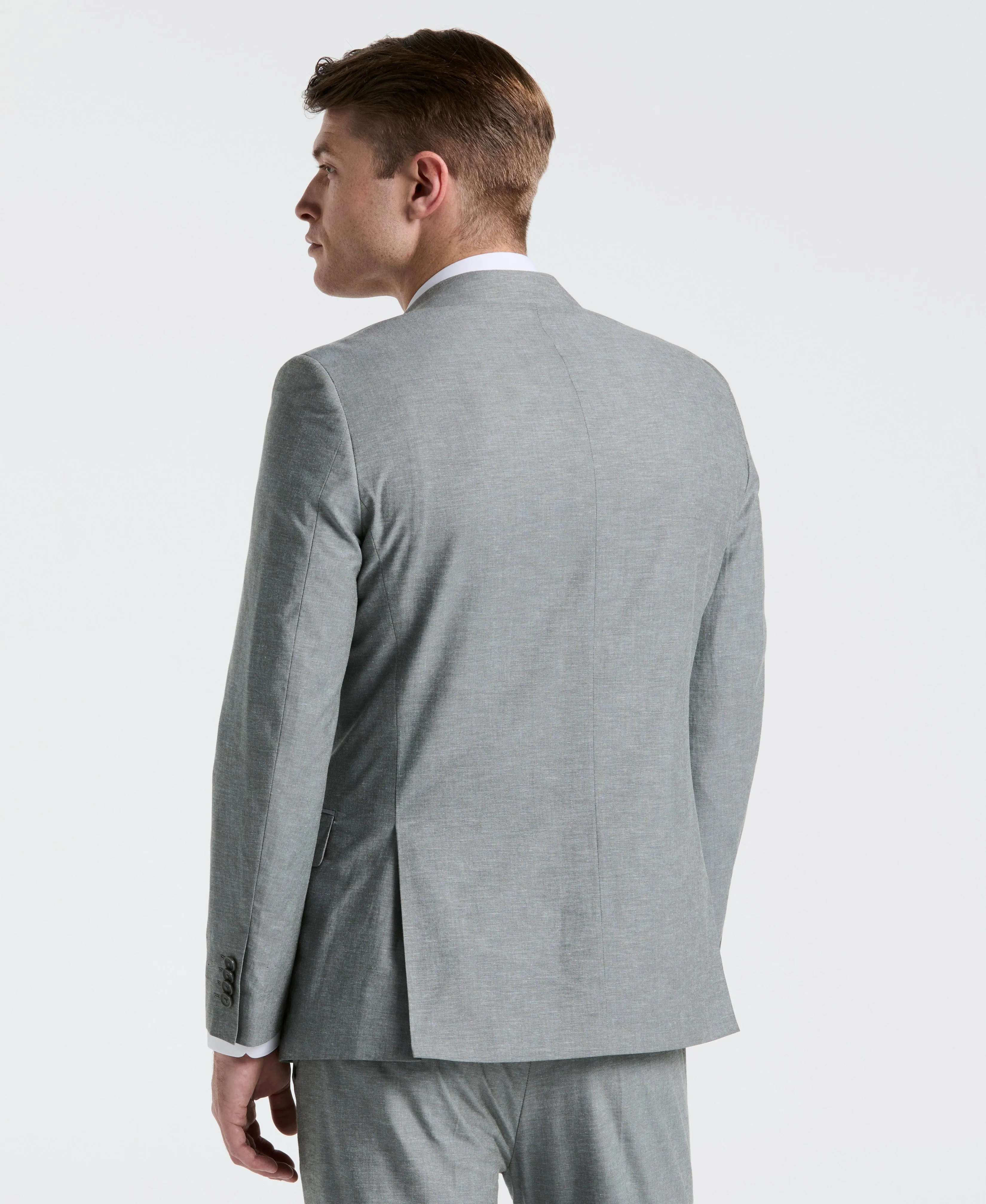 Slim Fit Gray Solid Linen Blend Suit sold by Perry Ellis product image thumbnail 3